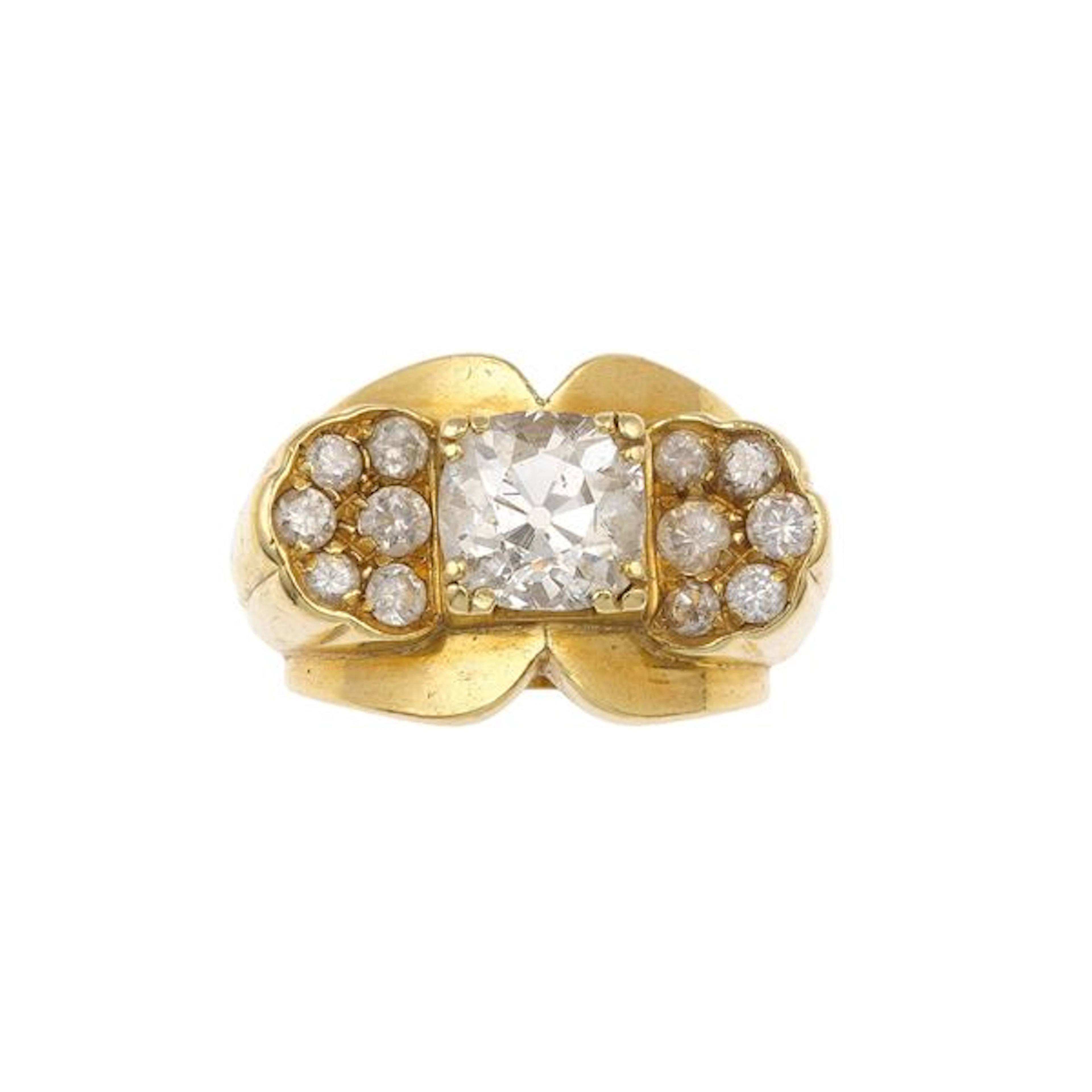 Old-cut diamond and gold ring