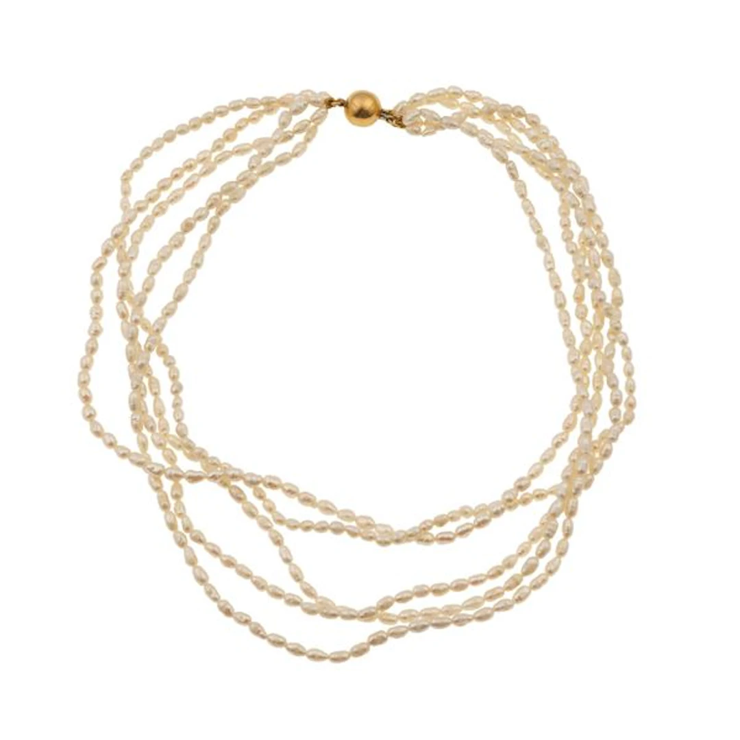 Freshwater pearl and gold necklace