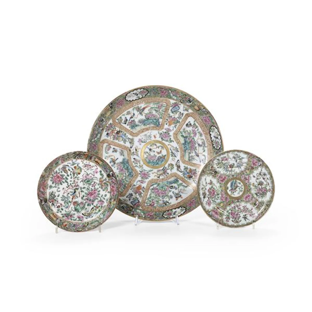 Three Cantonese plates, China, Qing Dynasty