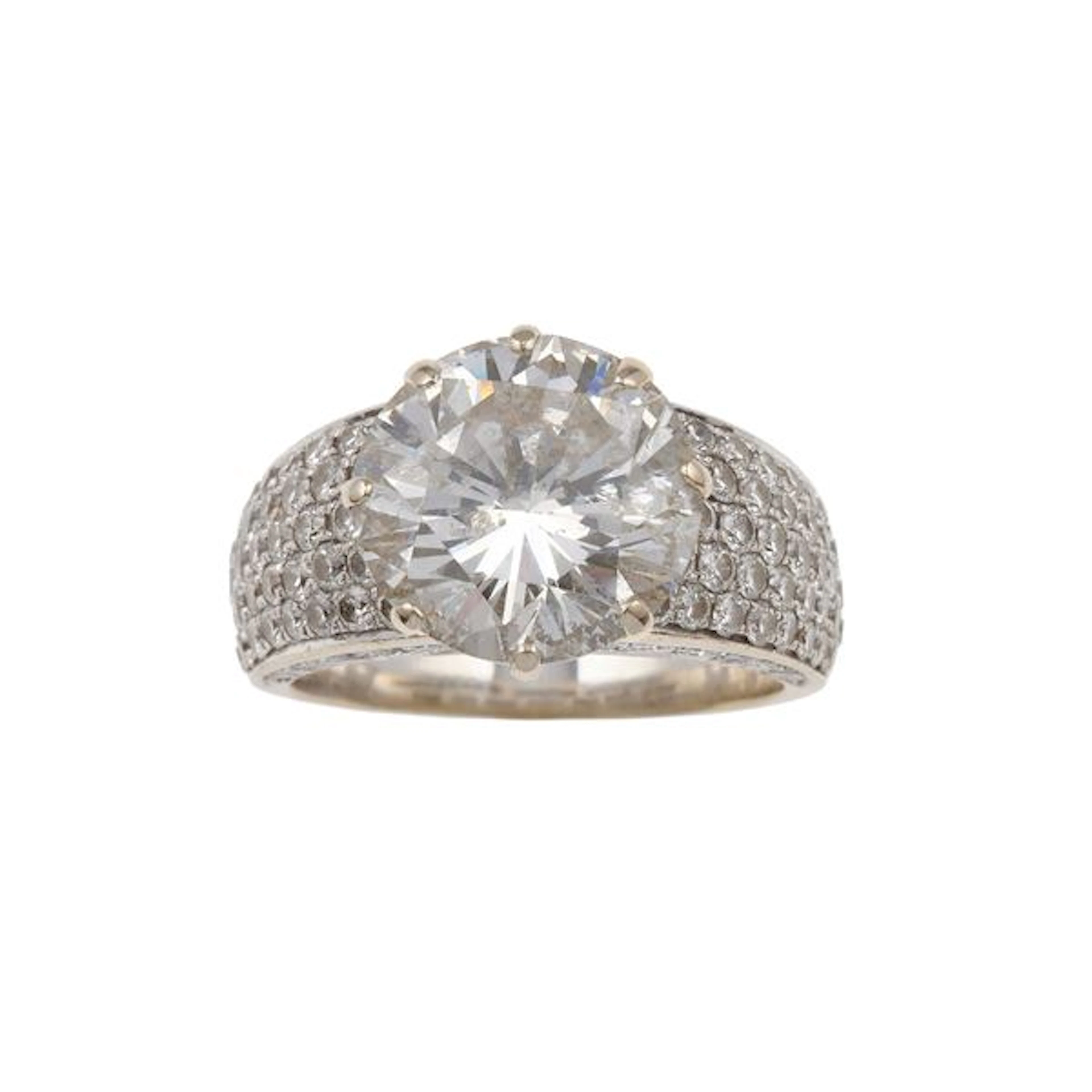Brilliant-cut diamond weighing 7.18 carats approximately and gold ring