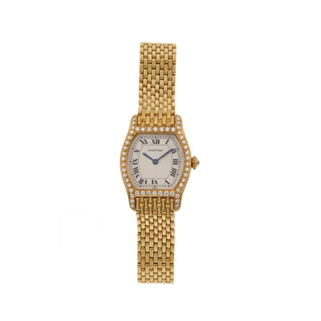Lady's diamond-set and gold wristwatch. Signed Cartier, 960700210.