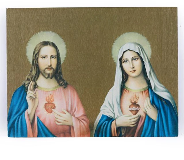 Stampa su tela applicata con Cristo e la Vergine