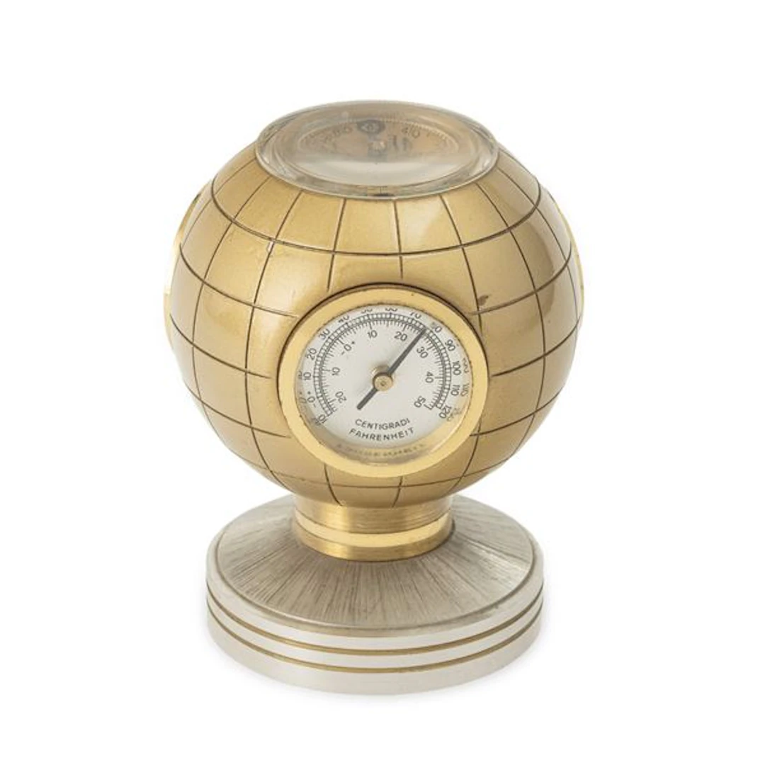 Orologio da tavolo a forma di sfera con funzione di bussola, igrometro