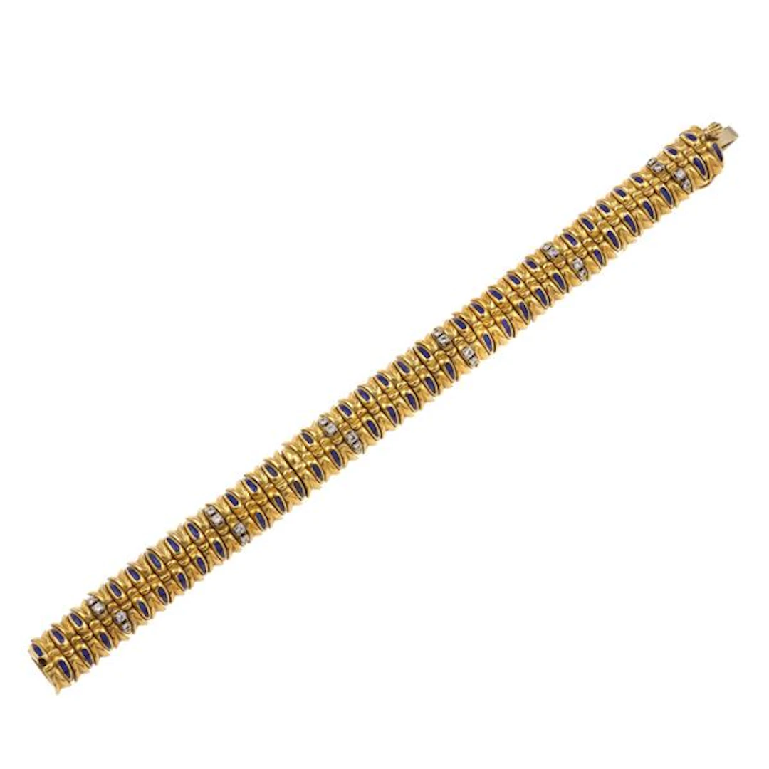 Enamel, diamond and gold bracelet