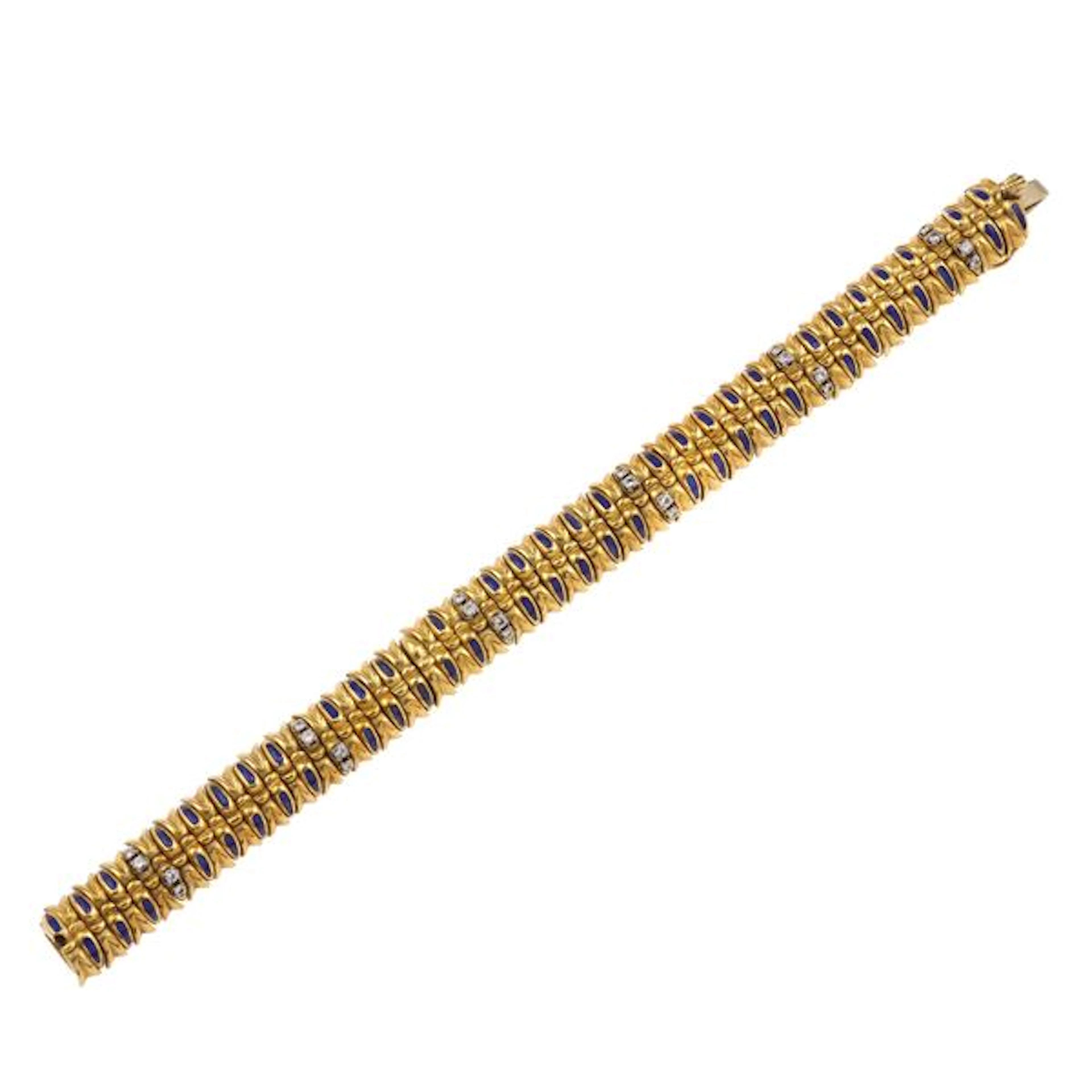 Enamel, diamond and gold bracelet