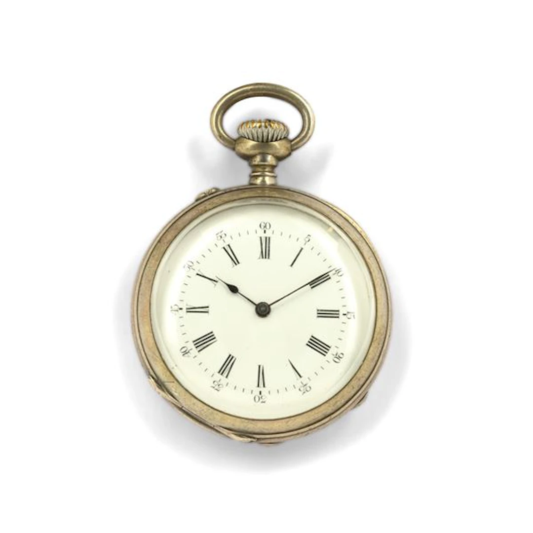 Orologio da collo da donna in argento, quadrante smalto bianco con
