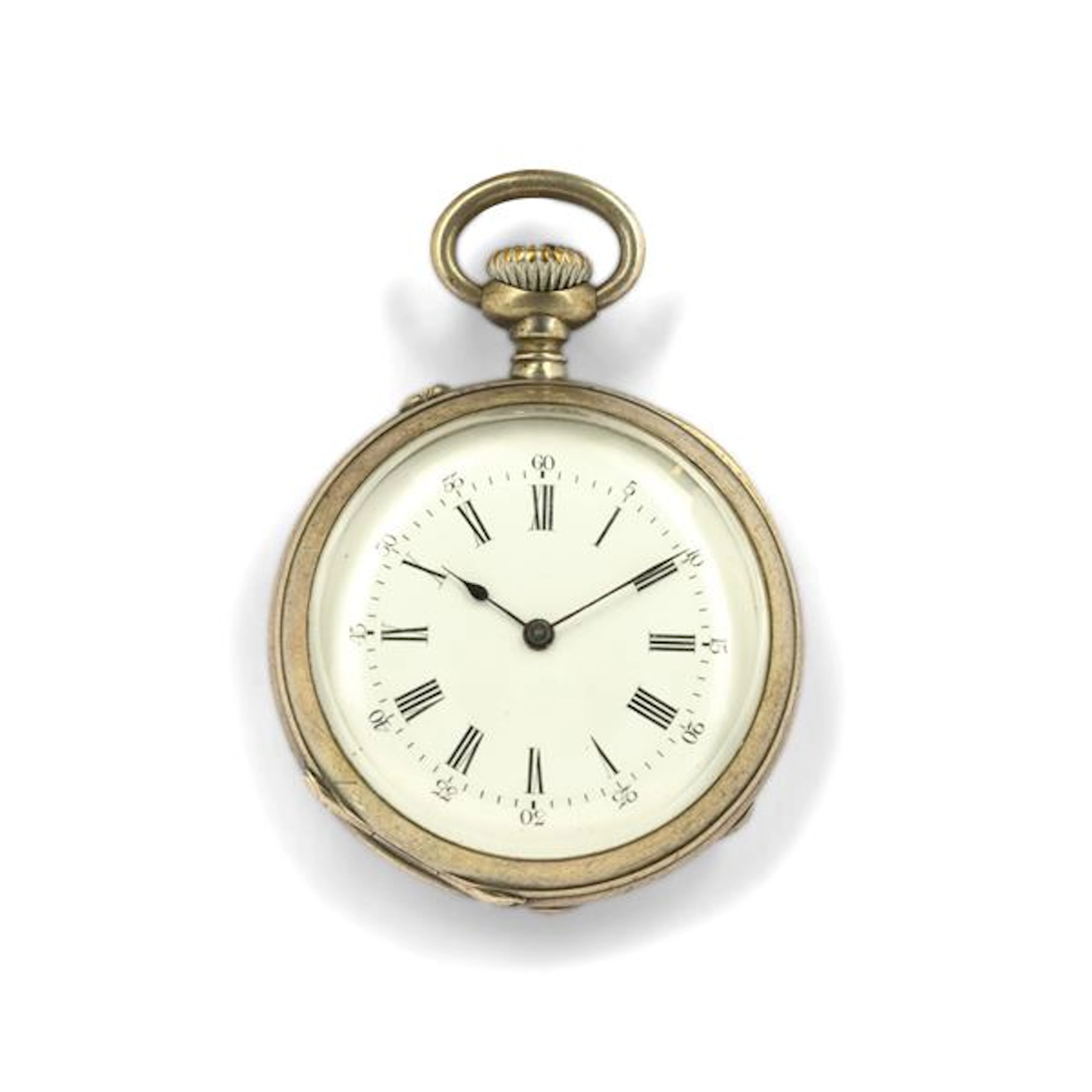Orologio da collo da donna in argento, quadrante smalto bianco con