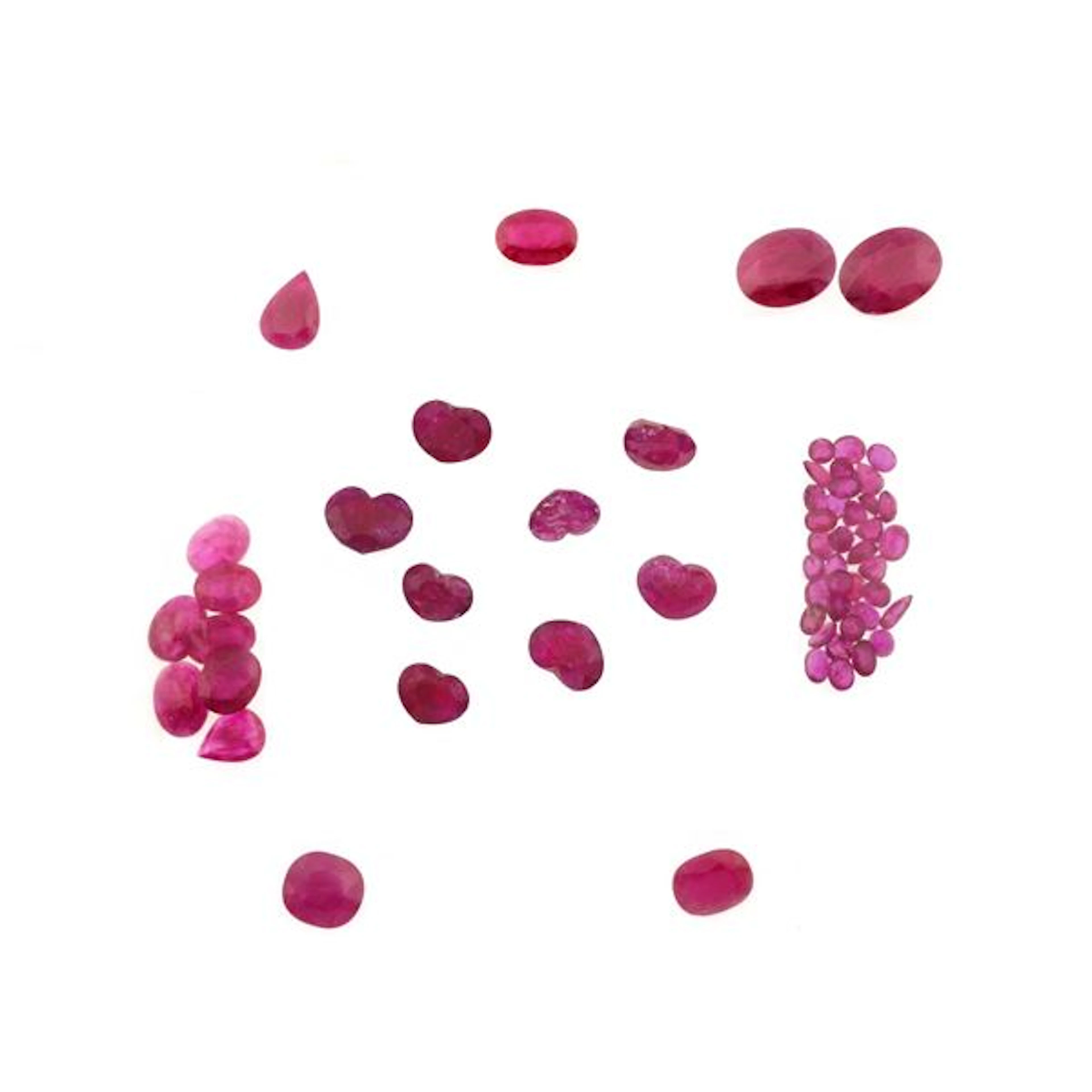 Collection of unmounted rubies, of various shapes and treatments