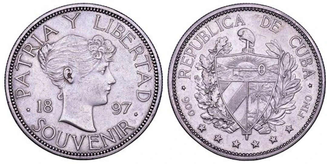 CUBA. GUERRE PER L'INDIPENDENZA, 1867-1902. Souvenir da 1 peso 1897.