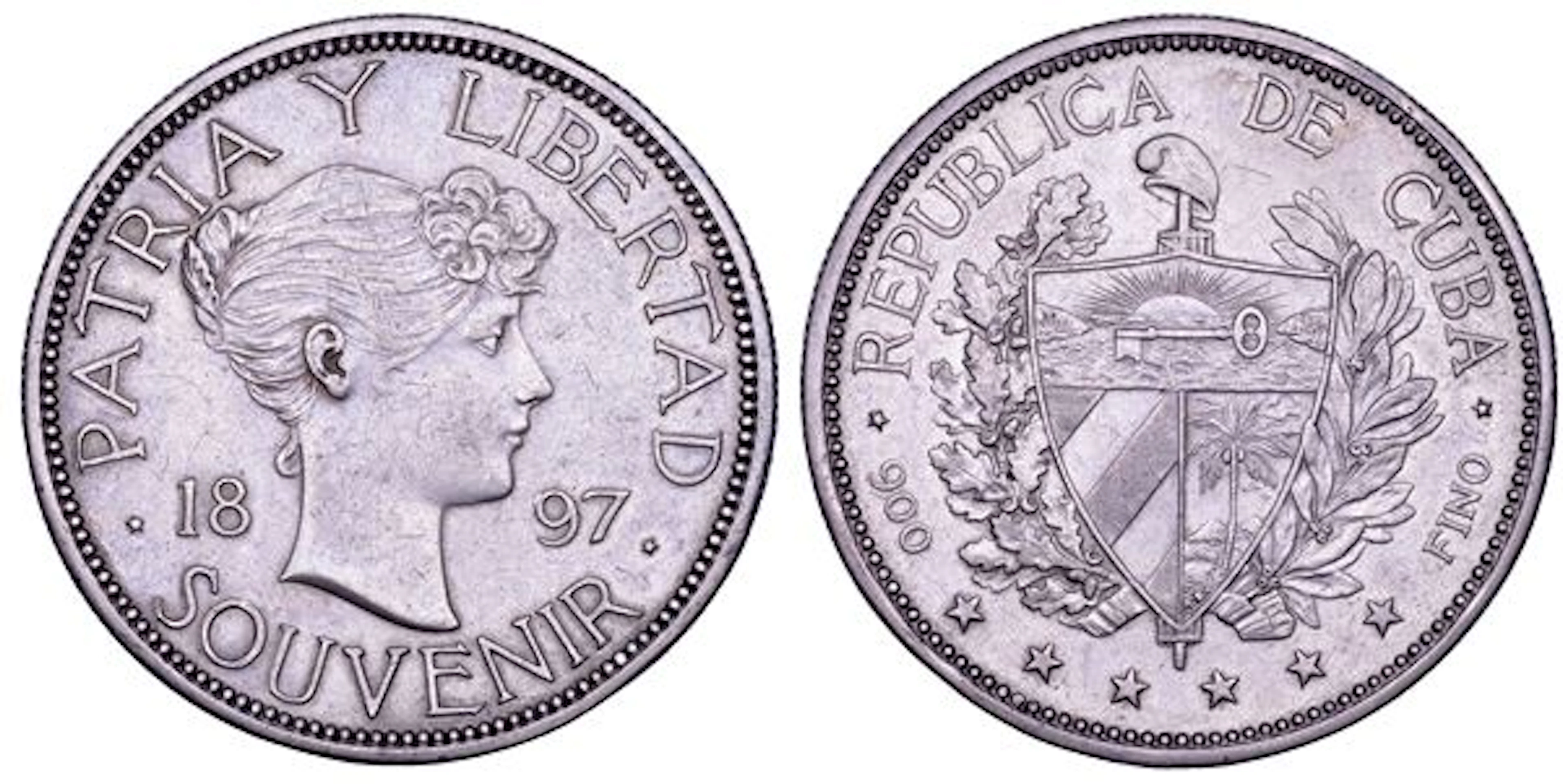 CUBA. GUERRE PER L'INDIPENDENZA, 1867-1902. Souvenir da 1 peso 1897.