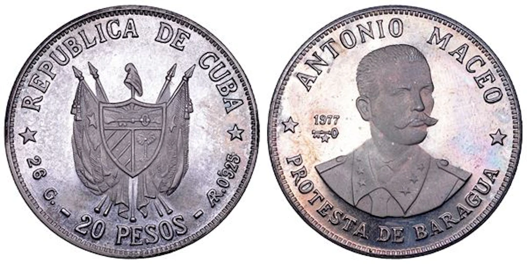 CUBA. TERZA REPUBBLICA, dal 1959. 20 Pesos 1977. Antonio Maceo (1845-1896).
