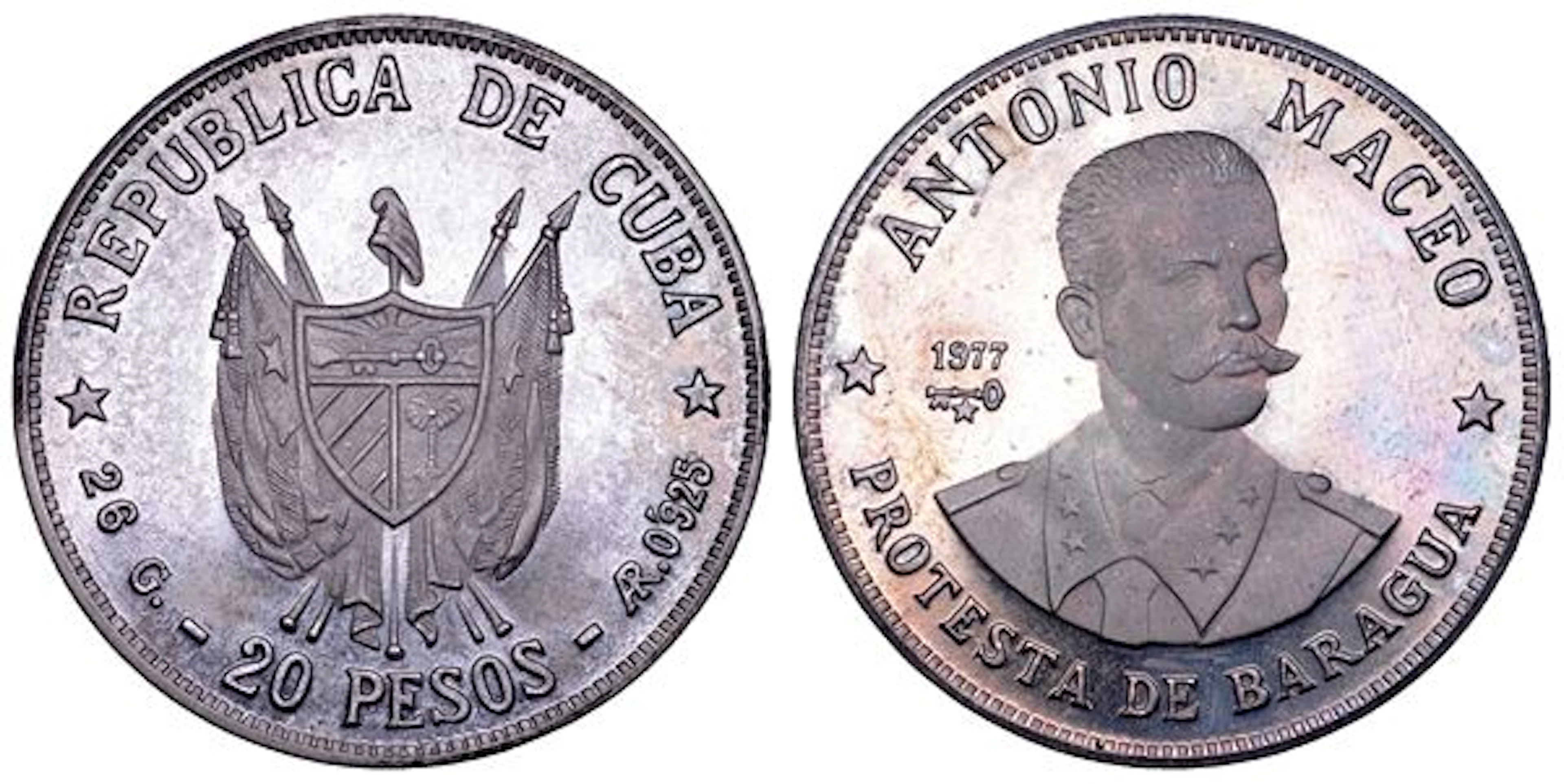 CUBA. TERZA REPUBBLICA, dal 1959. 20 Pesos 1977. Antonio Maceo (1845-1896).