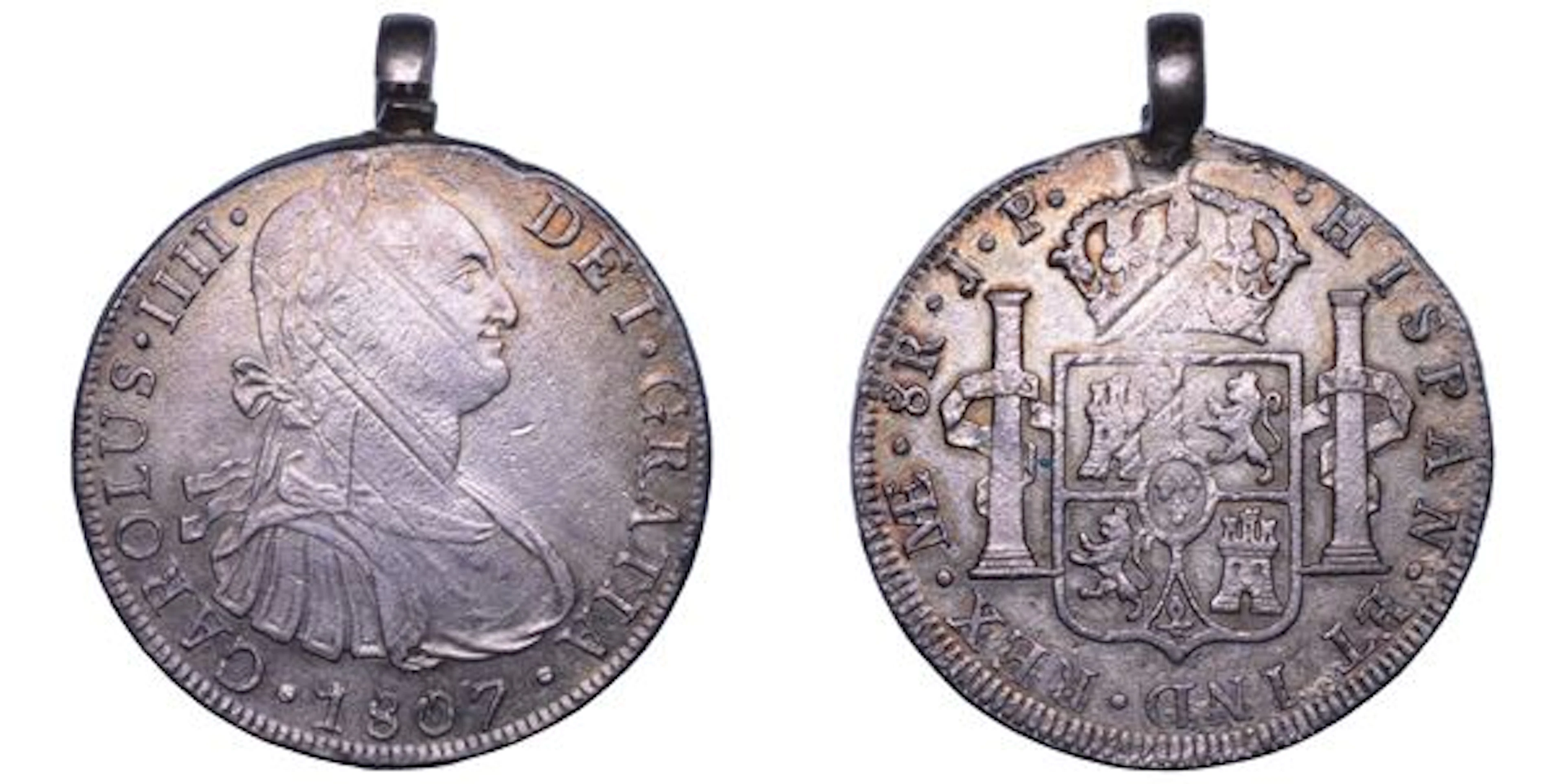 CARLOS IV, 1788-1808. PERU'. 8 Reales 1807 con anello. Lima.