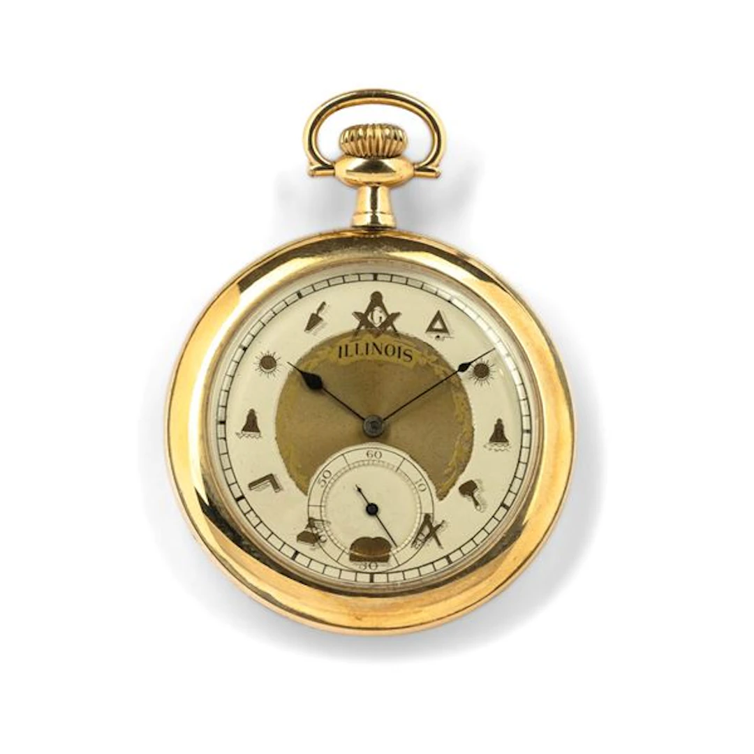 Orologio da tasca in metallo laminato, quadrante bicolore bianco e