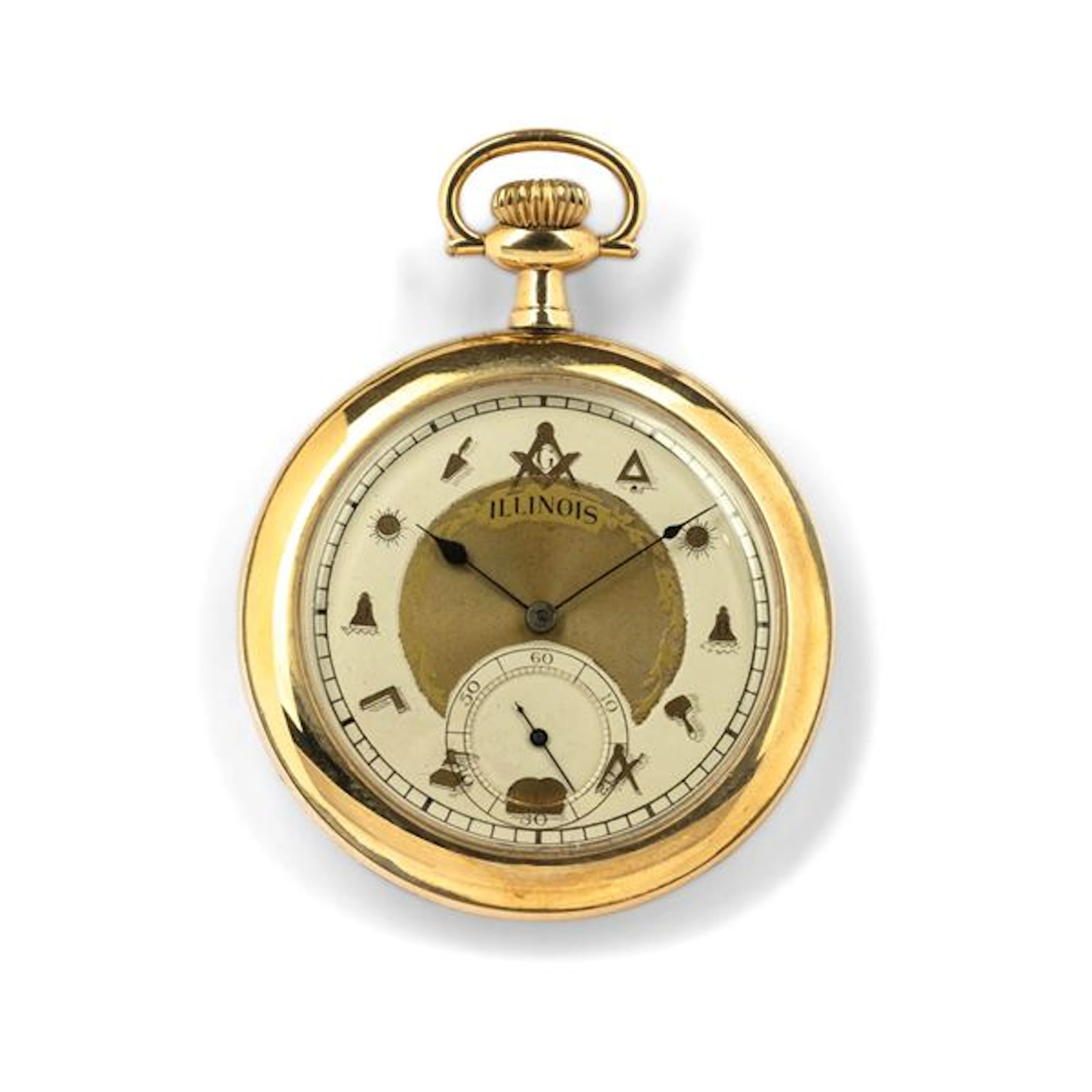 Orologio da tasca in metallo laminato, quadrante bicolore bianco e