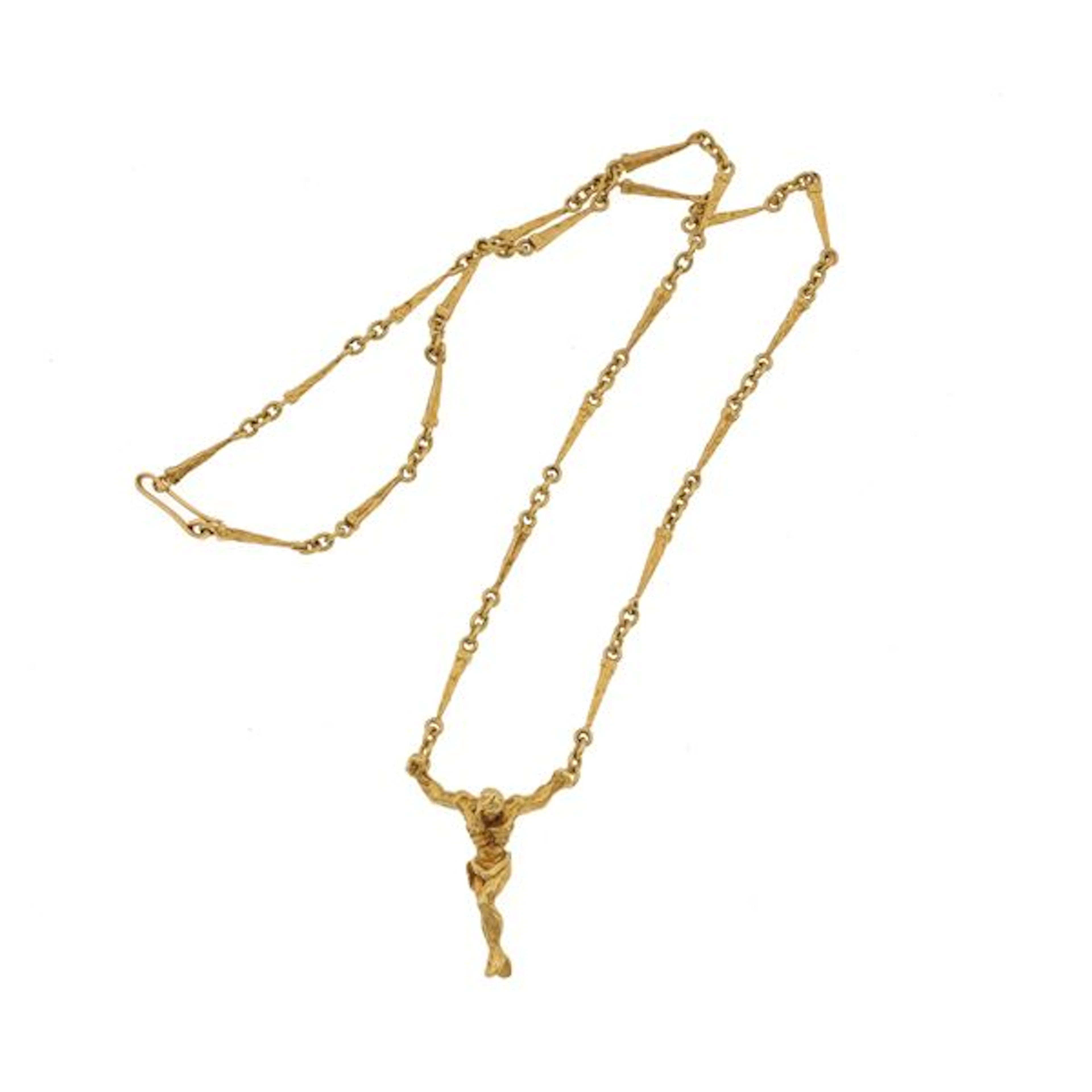 "Christo De San Juan De La Cruz", gold necklace. Signed and numbered