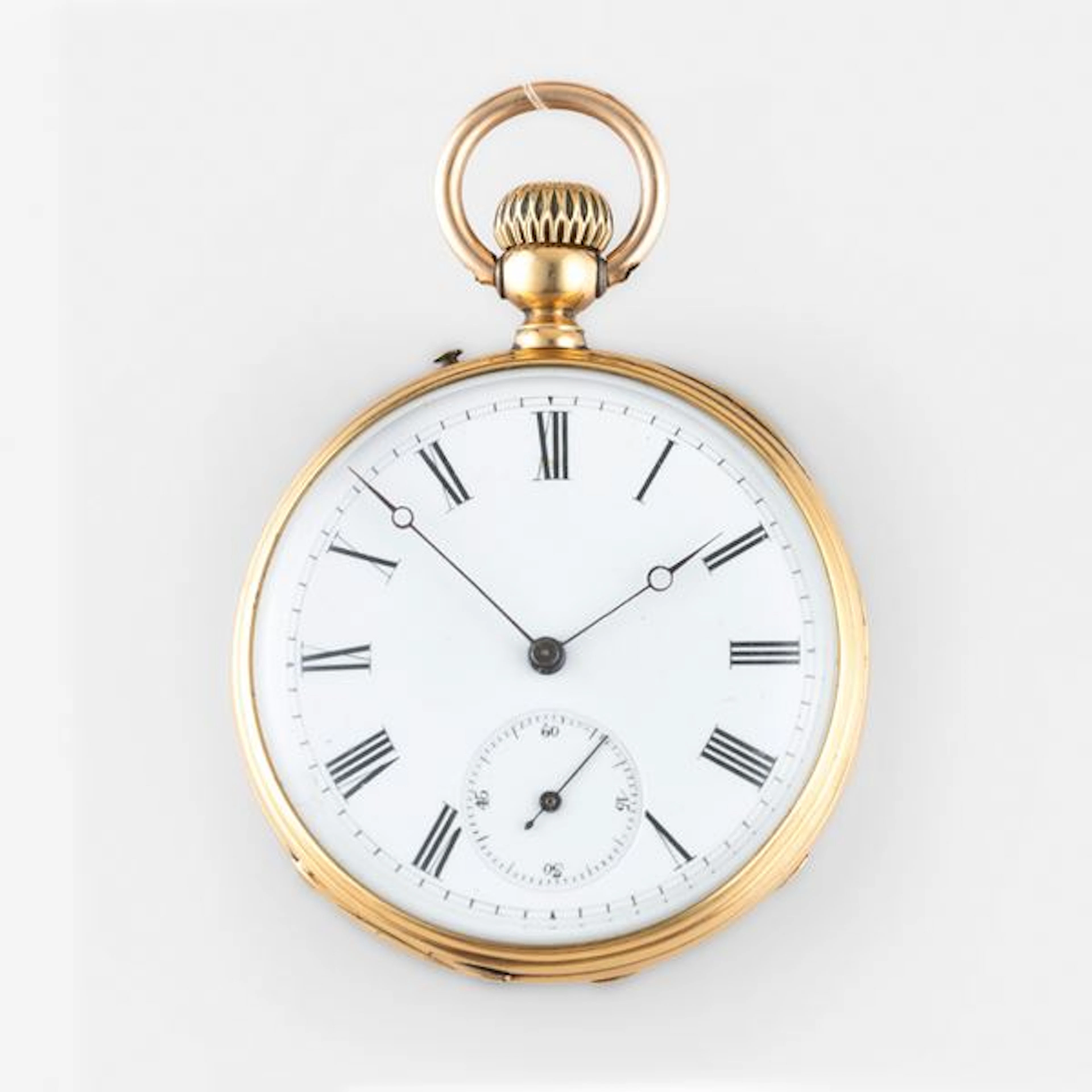 Orologio da tasca in oro giallo 18k, quadrante bianco con lancette