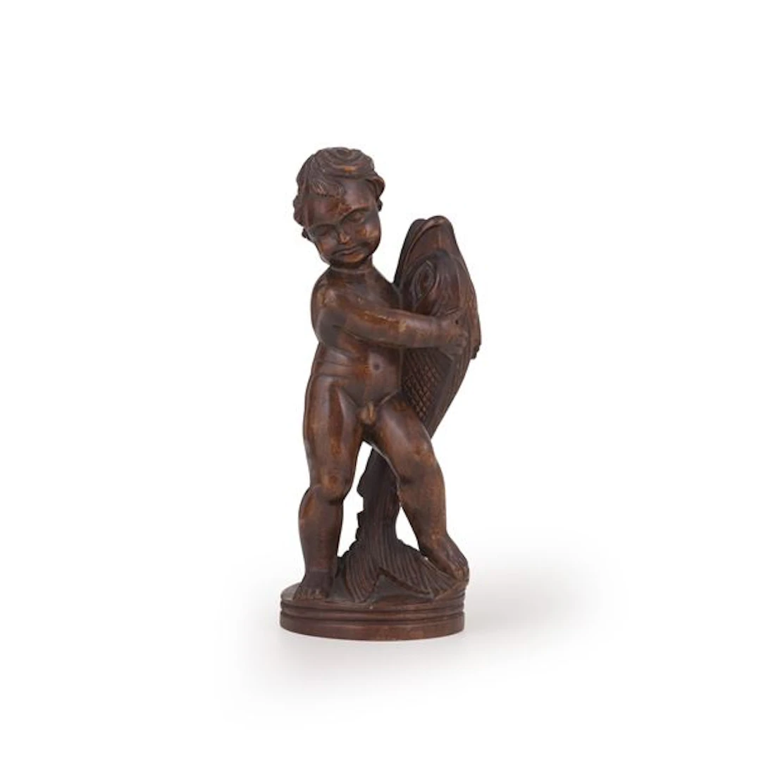 Putto con pesce. Manifattura del XIX-XX secolo