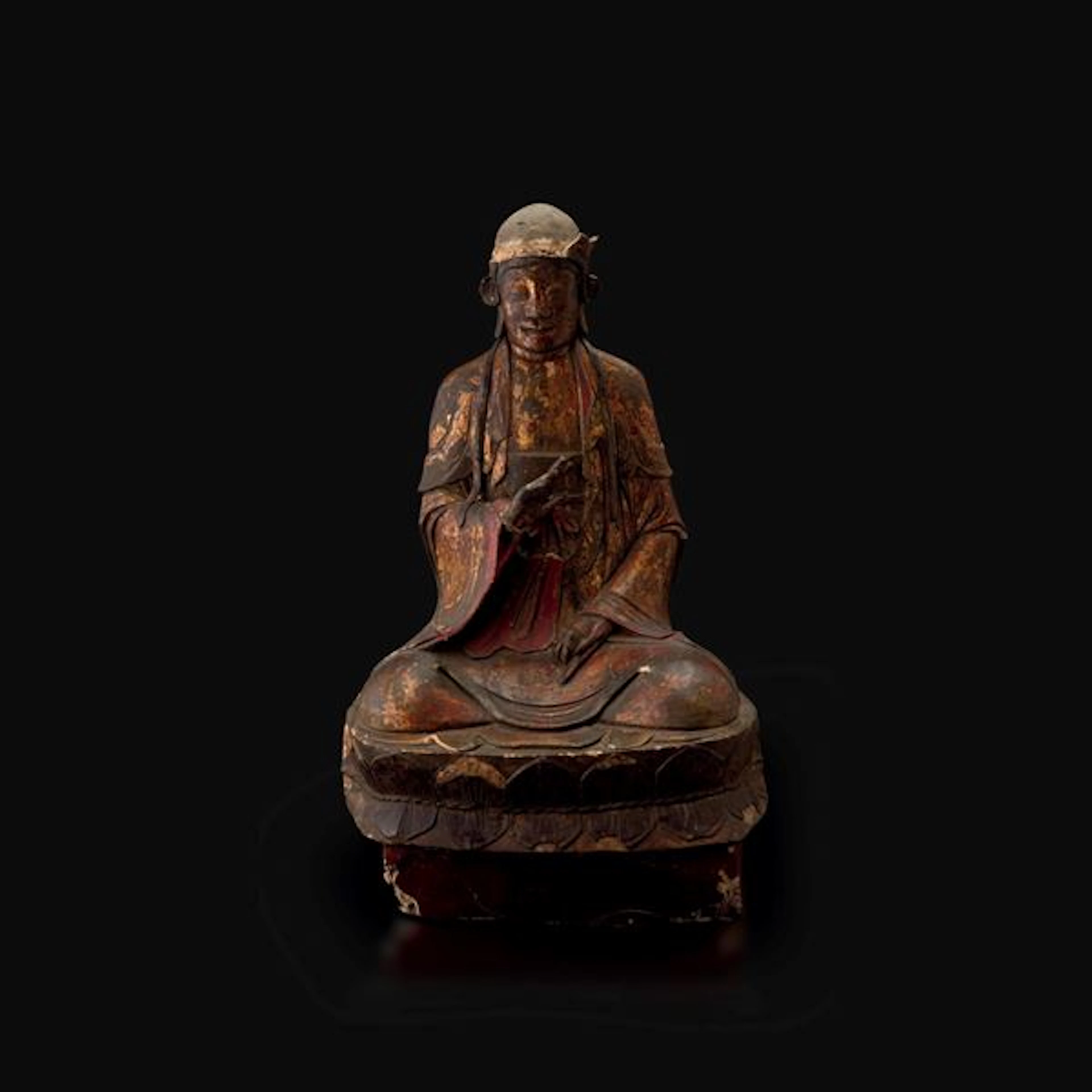 A lacquered and gilt wood Buddha, China Qing Dynasty, 1700s