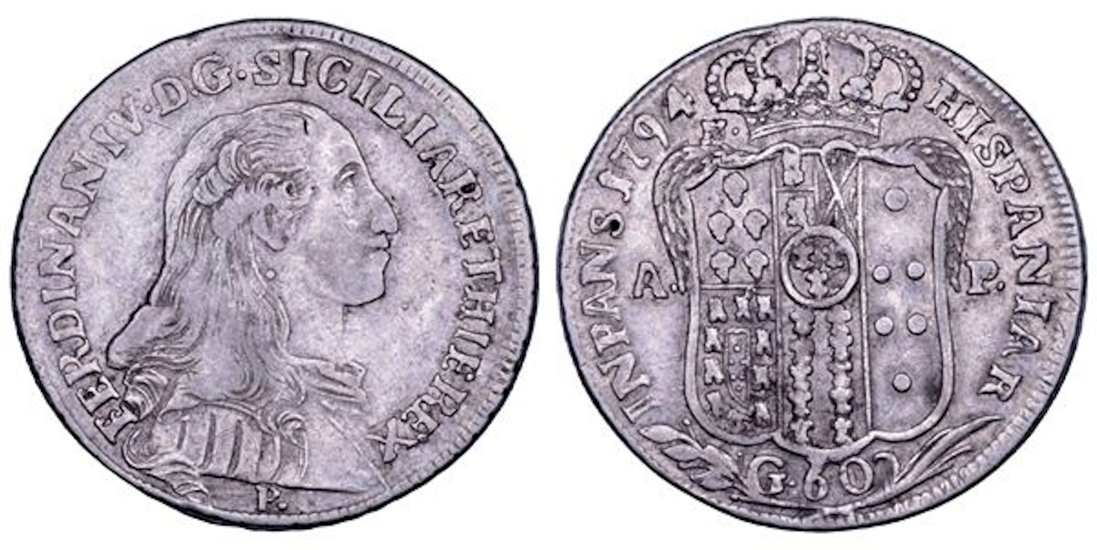 NAPOLI. FERDINANDO IV DI BORBONE, 1759-1799. I PERIODO. Mezza piastra