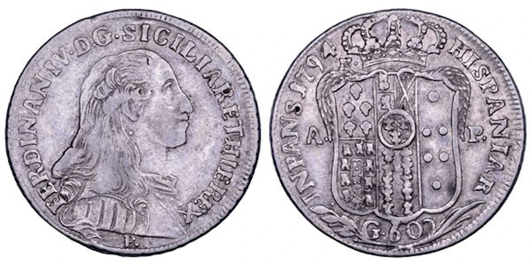 NAPOLI. FERDINANDO IV DI BORBONE, 1759-1799. I PERIODO. Mezza piastra