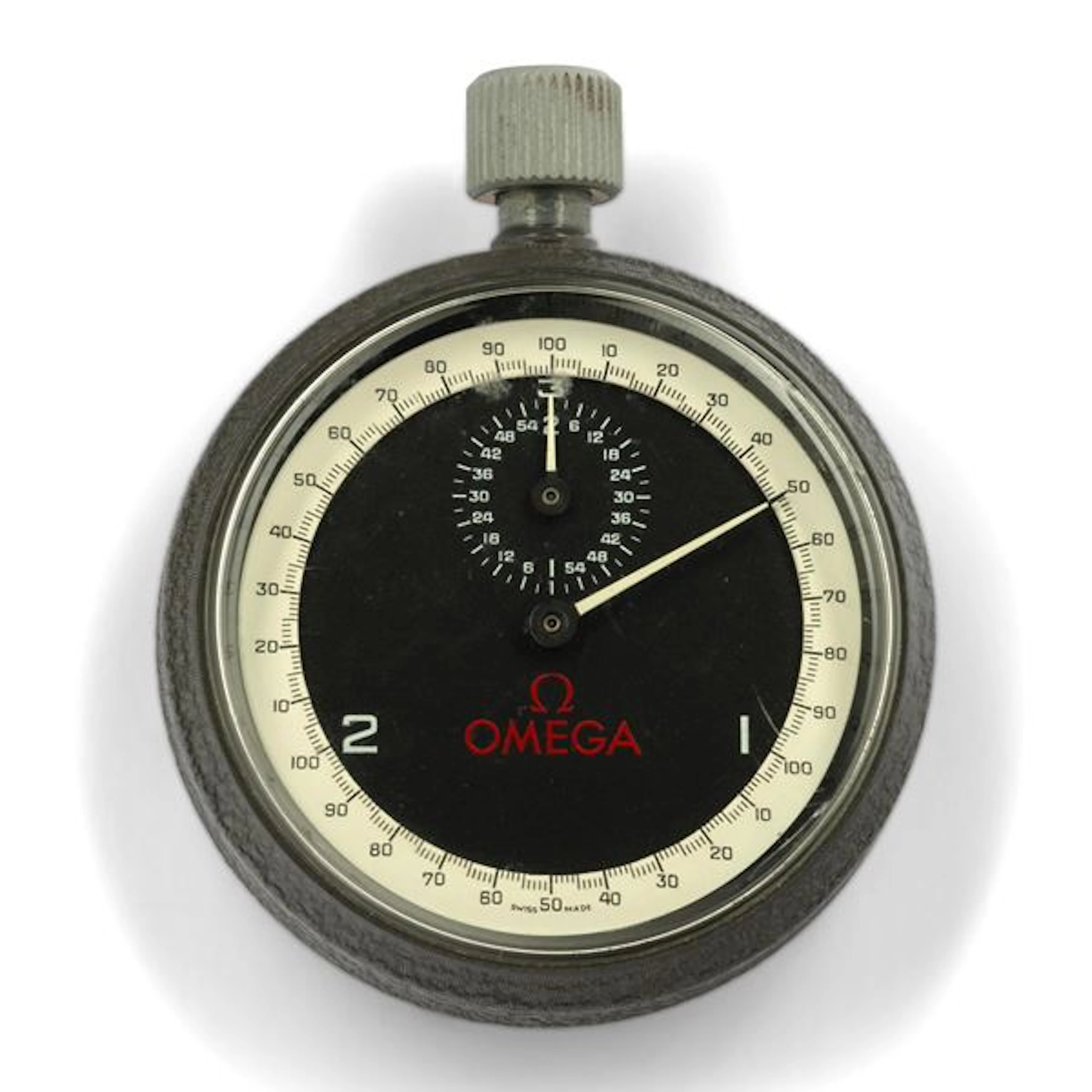 Cronometro da gara, quadrante bitonale bianco e nero 54 mm