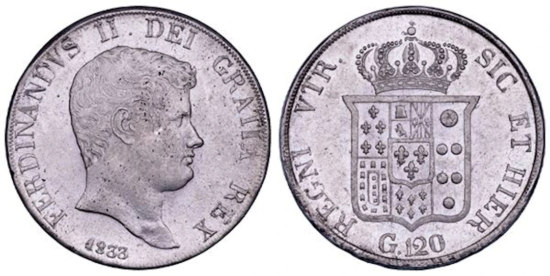 NAPOLI. FERDINANDO II DI BORBONE, 1830-1859. Piastra da 120 Grana 1833.
