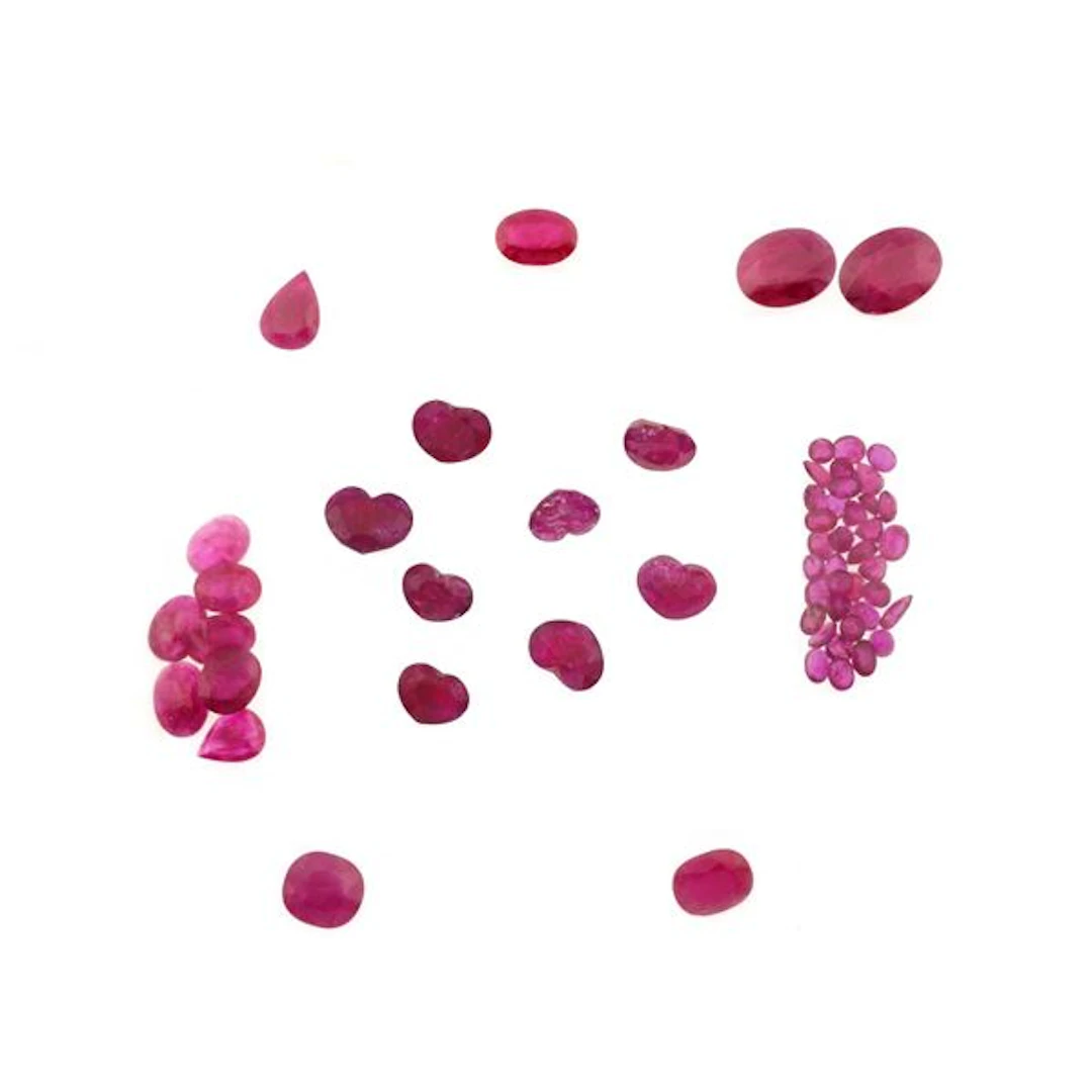 Collection of unmounted rubies, of various shapes and treatments
