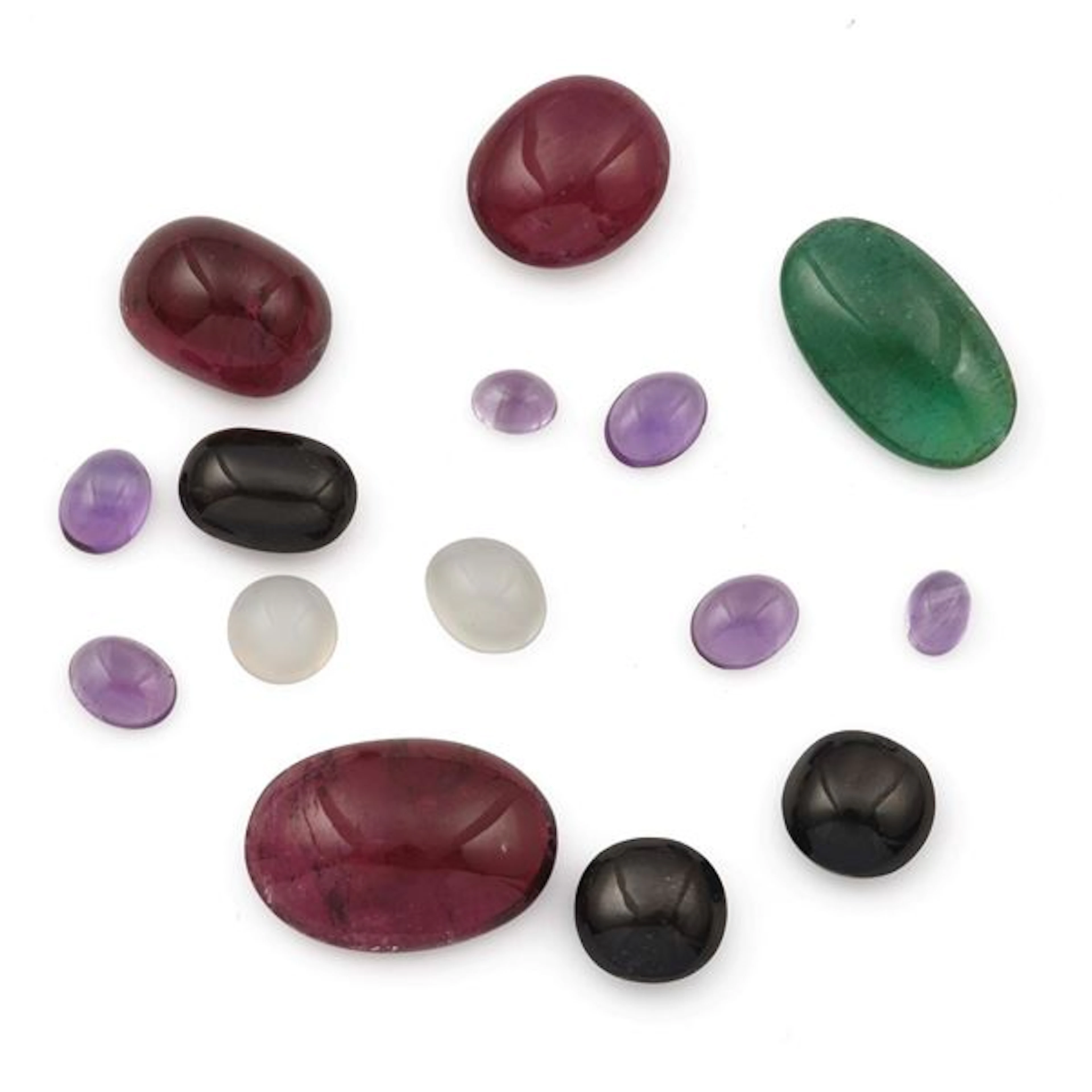 Collection of unmounted multicolored gemstones, of various shapes