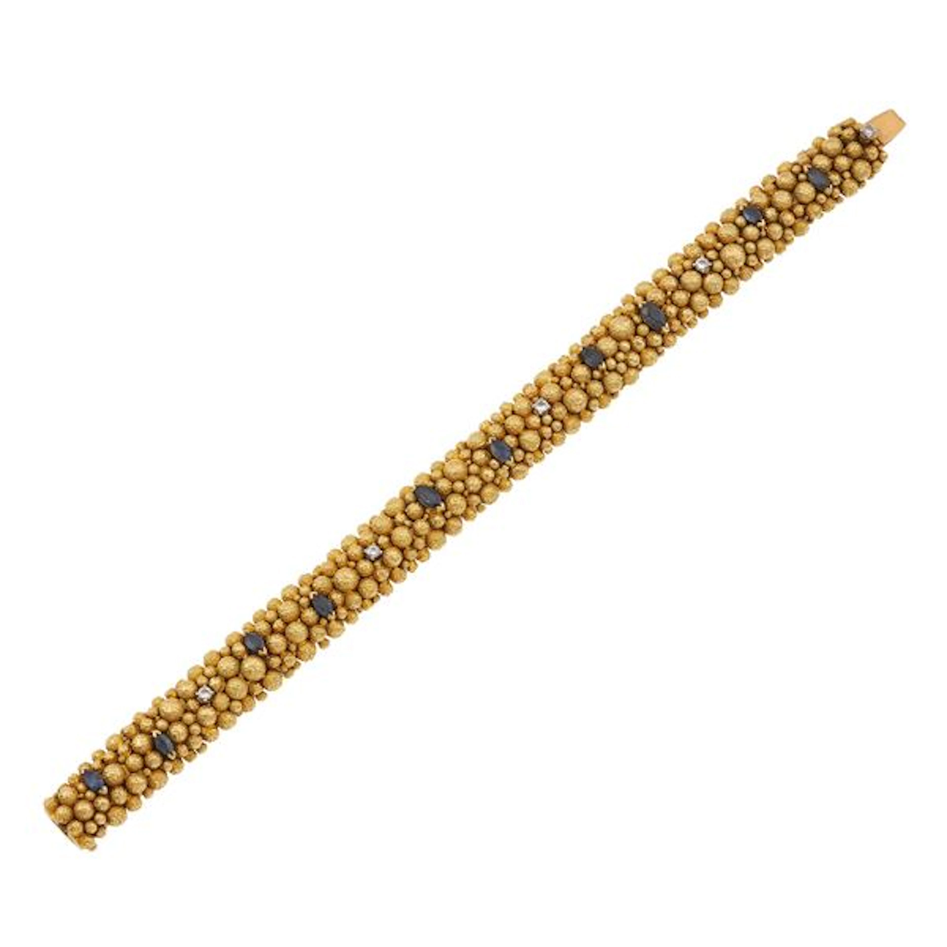 Sapphire, diamond and gold bracelet