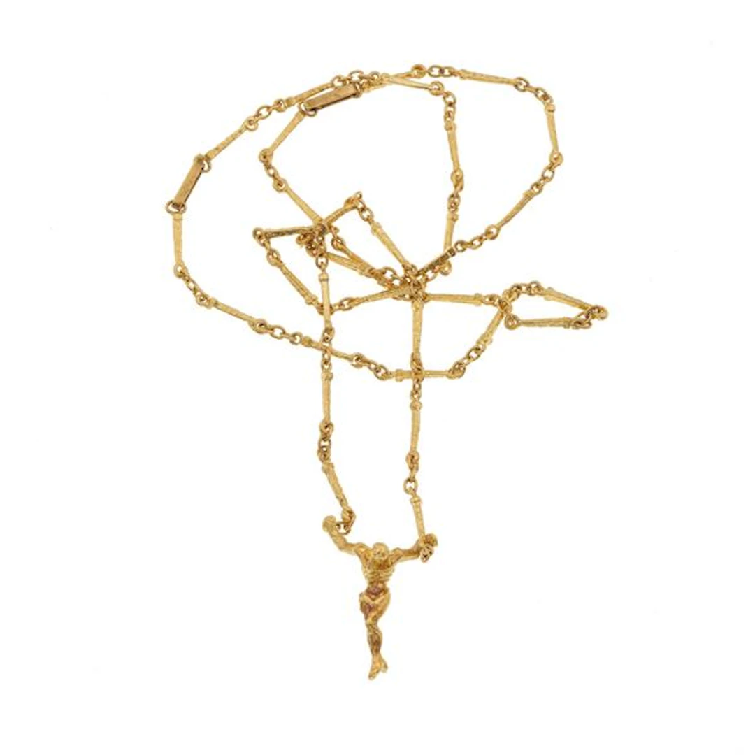 "Christo De San Juan De La Cruz", gold necklace. Signed and numbered