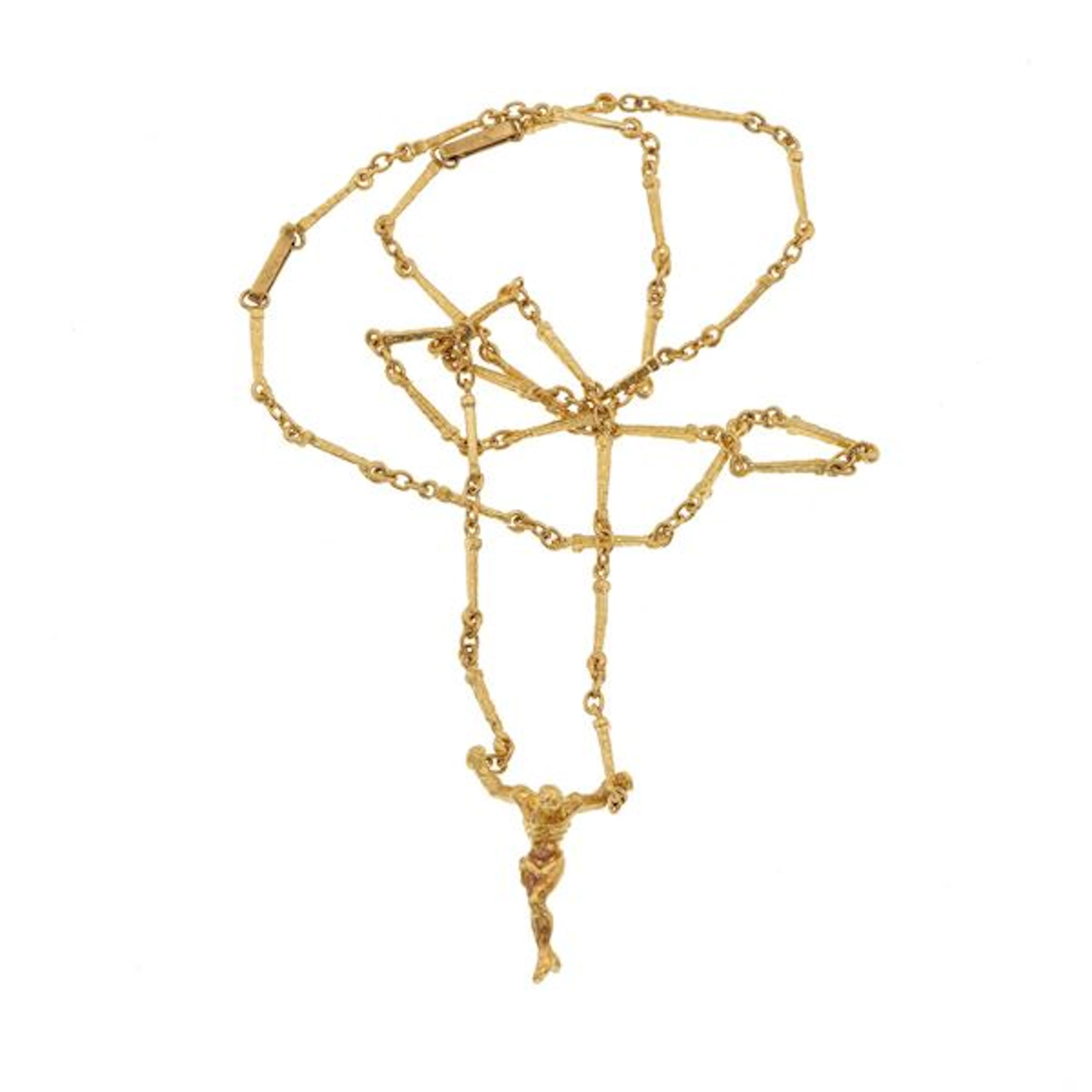 "Christo De San Juan De La Cruz", gold necklace. Signed and numbered