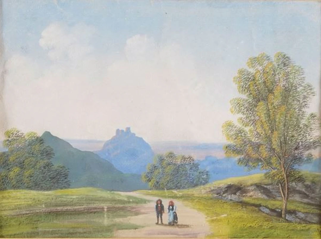 Anonimo, XIX secolo Paesaggio con figure