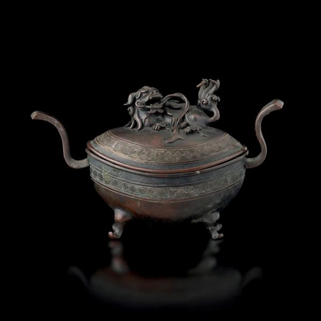 Bronze incense burner with Pho dog handler, China, Qing Dynasty, Qianlong