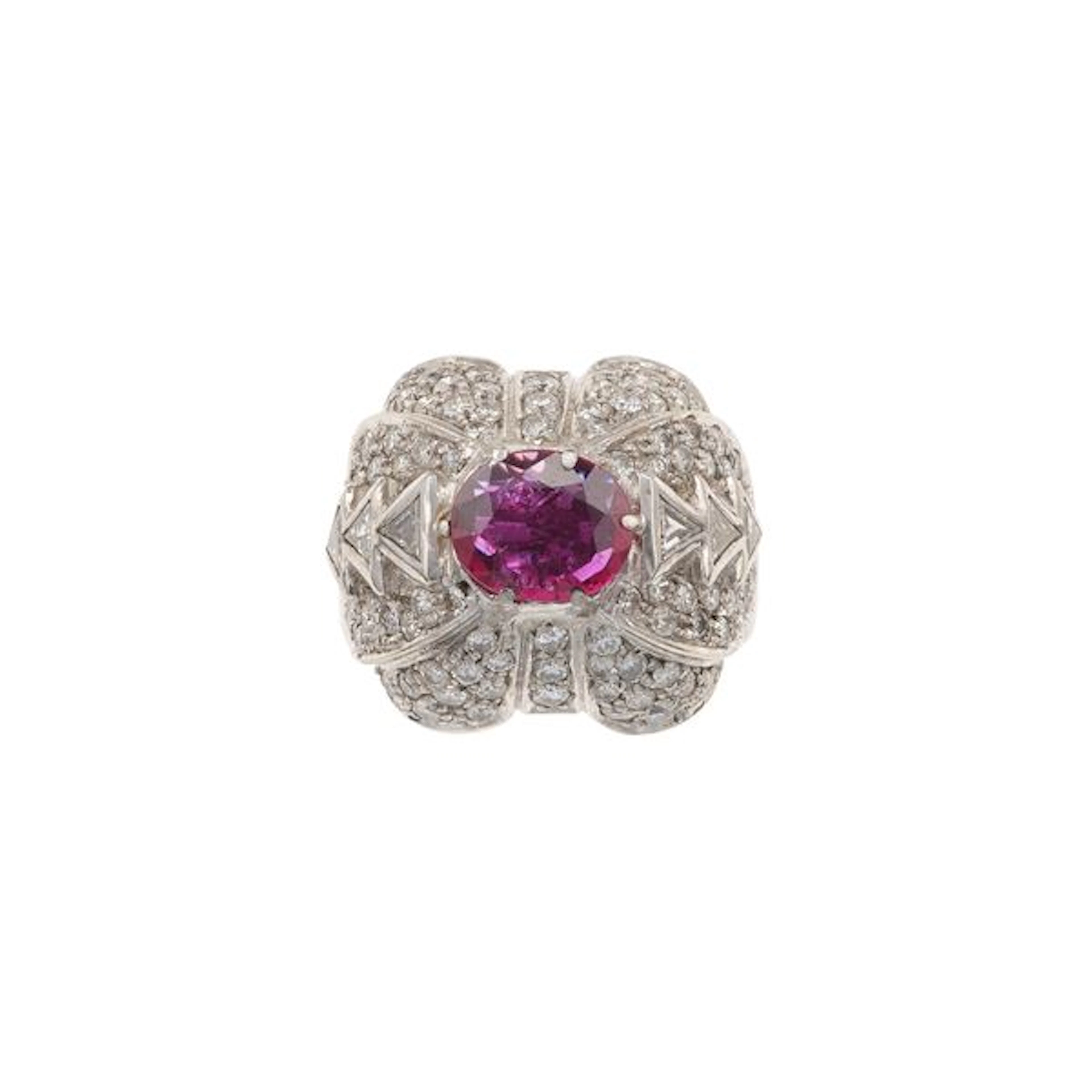 Ruby, diamond and gold ring