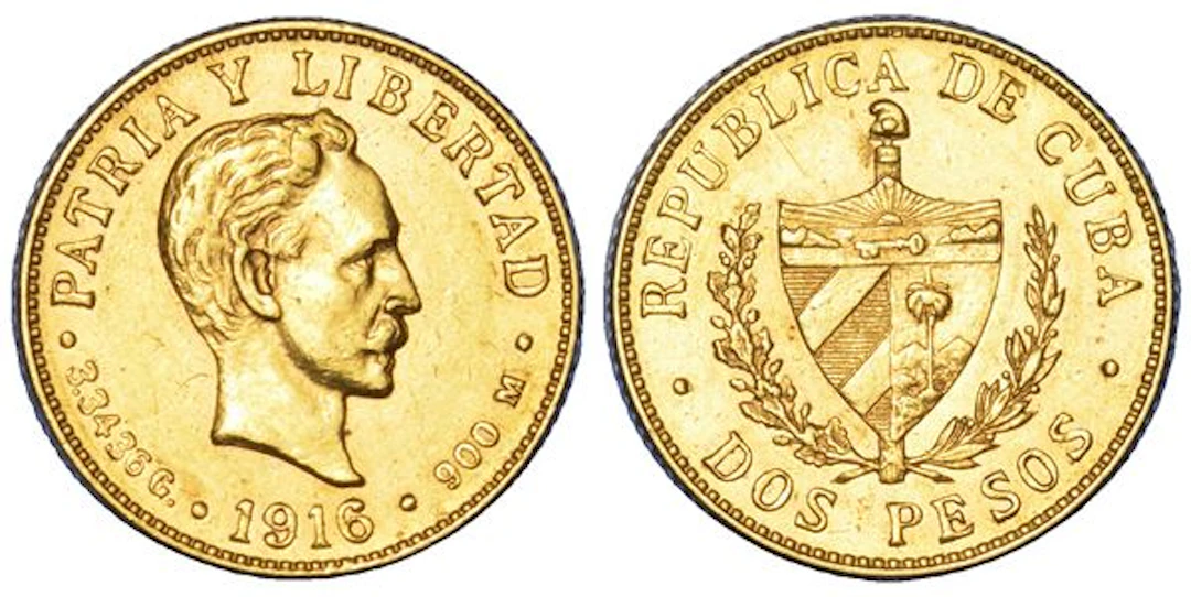 CUBA. PRIMA REPUBBLICA, 1902-1962. 2 Pesos 1916.