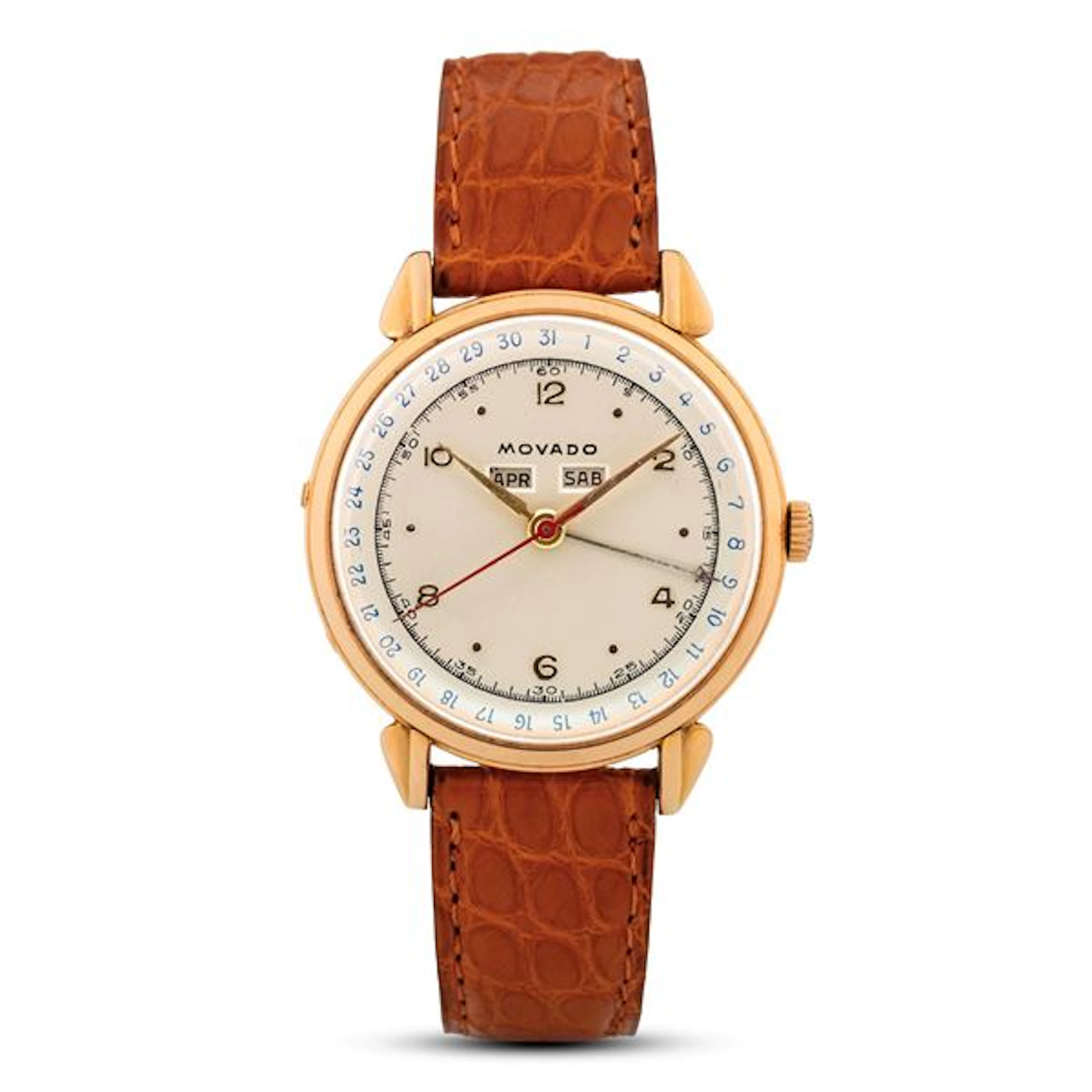Calendomatic ref. 6203 in oro rosa 18k, quadrante argentÃ¨ con indicazione