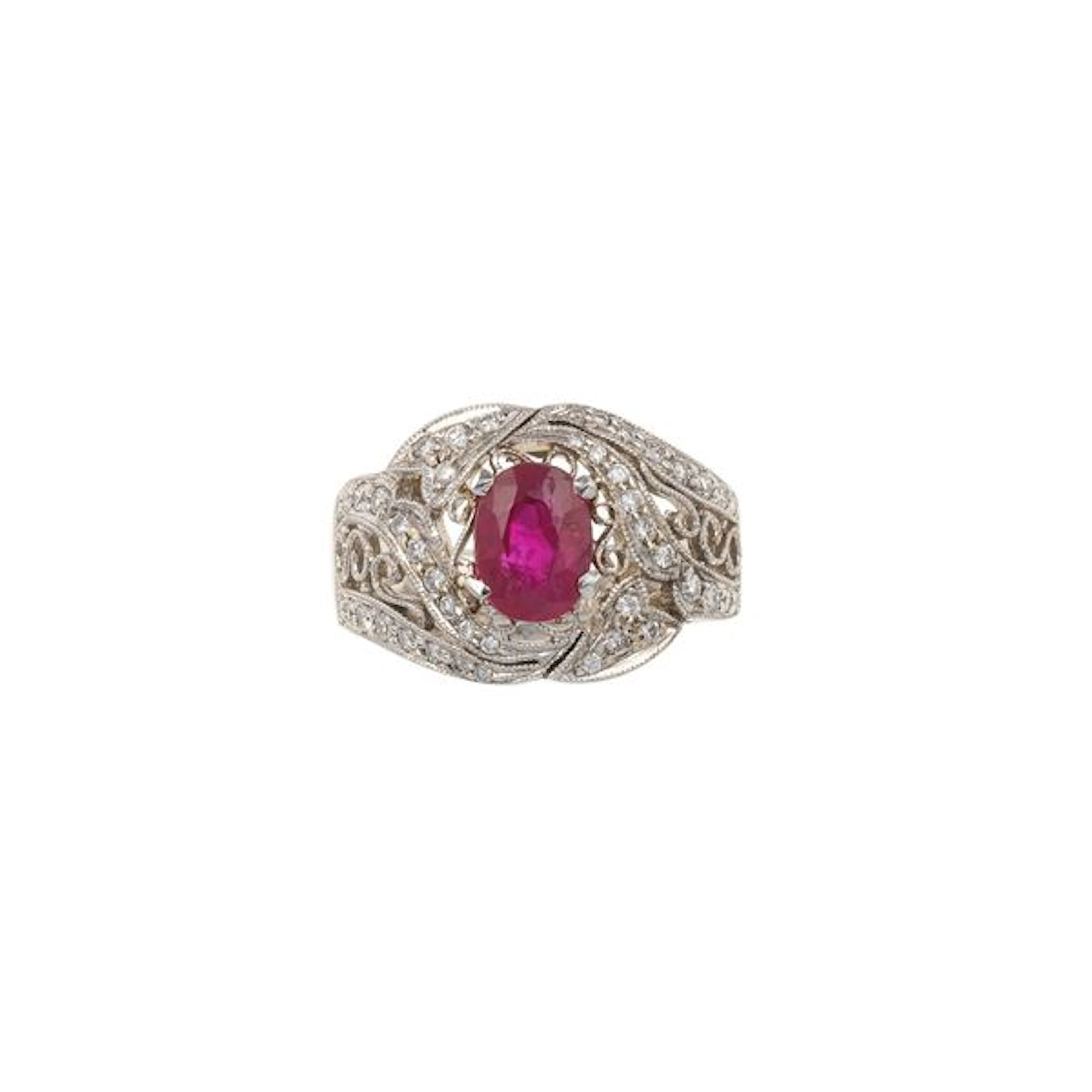 Ruby, diamond and gold ring