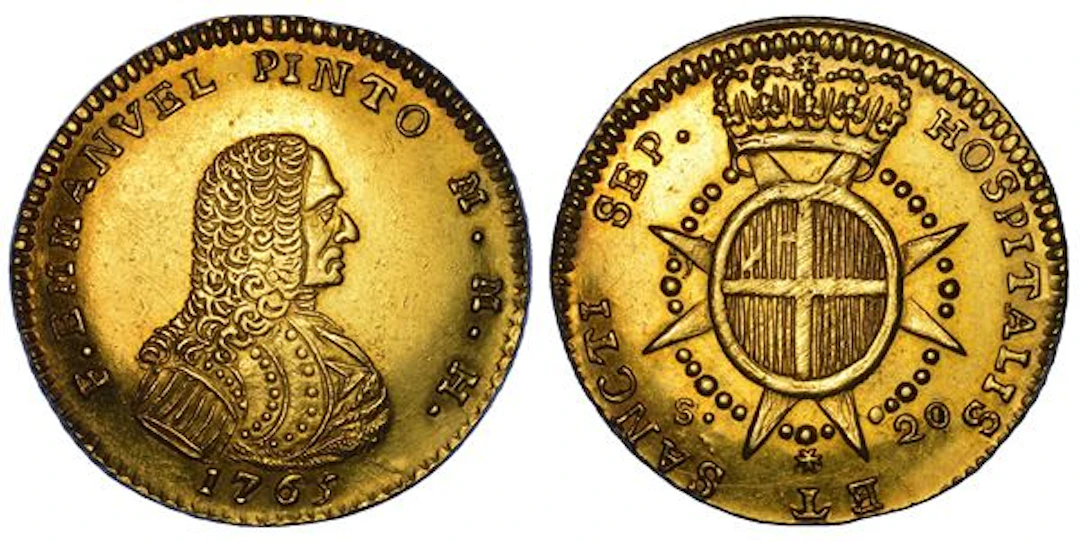 MALTA. MANUEL PINTO DA FONSECA, 1741-1773. 20 Scudi 1765.
