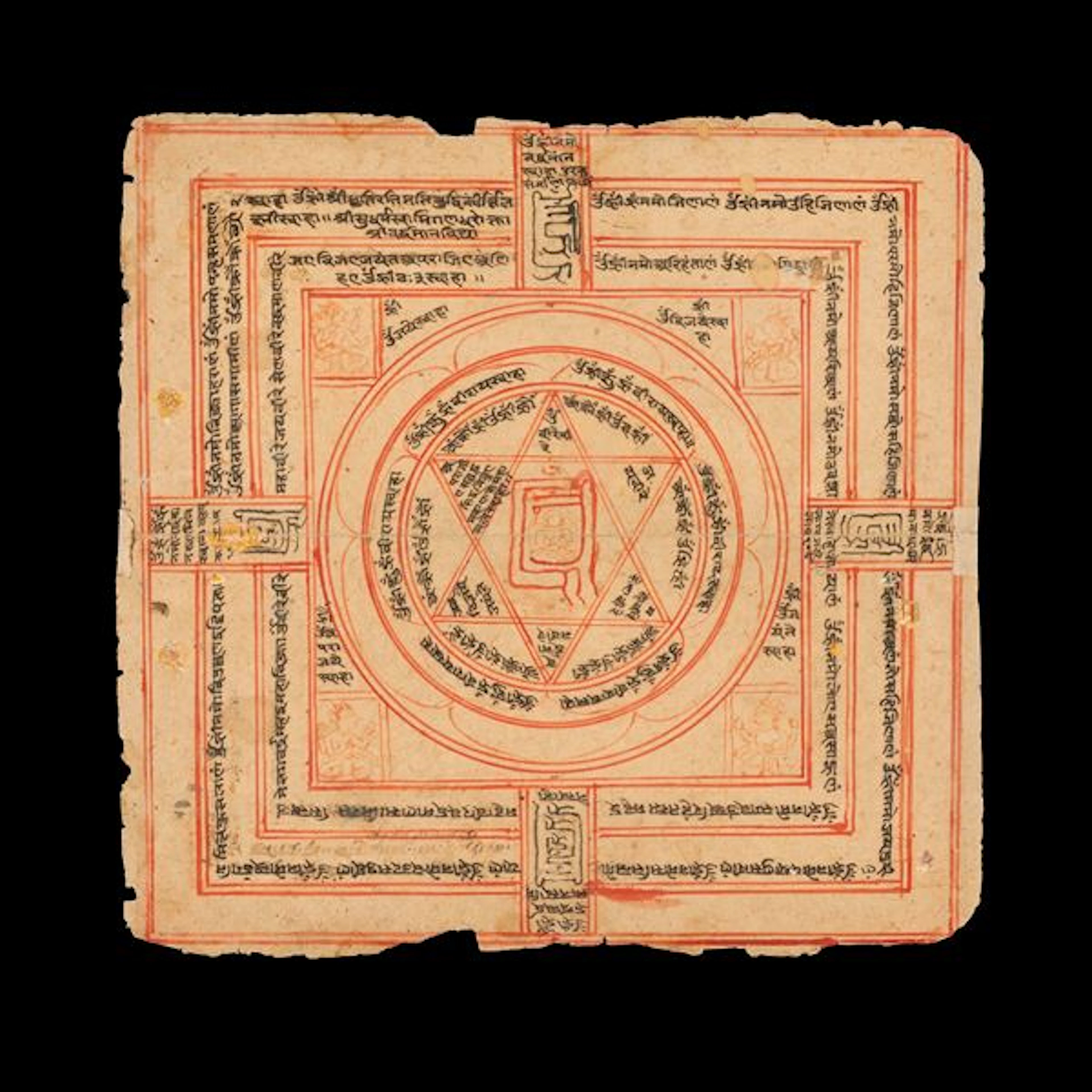 Yantra su carta, India, XIX secolo