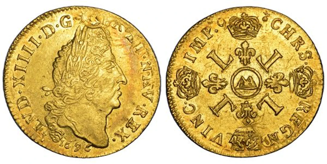 FRANCIA. LOUIS XIV, 1643-1715. Louis dâor 1696. Metz.