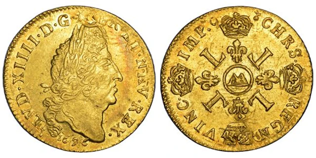 FRANCIA. LOUIS XIV, 1643-1715. Louis dâor 1696. Metz.