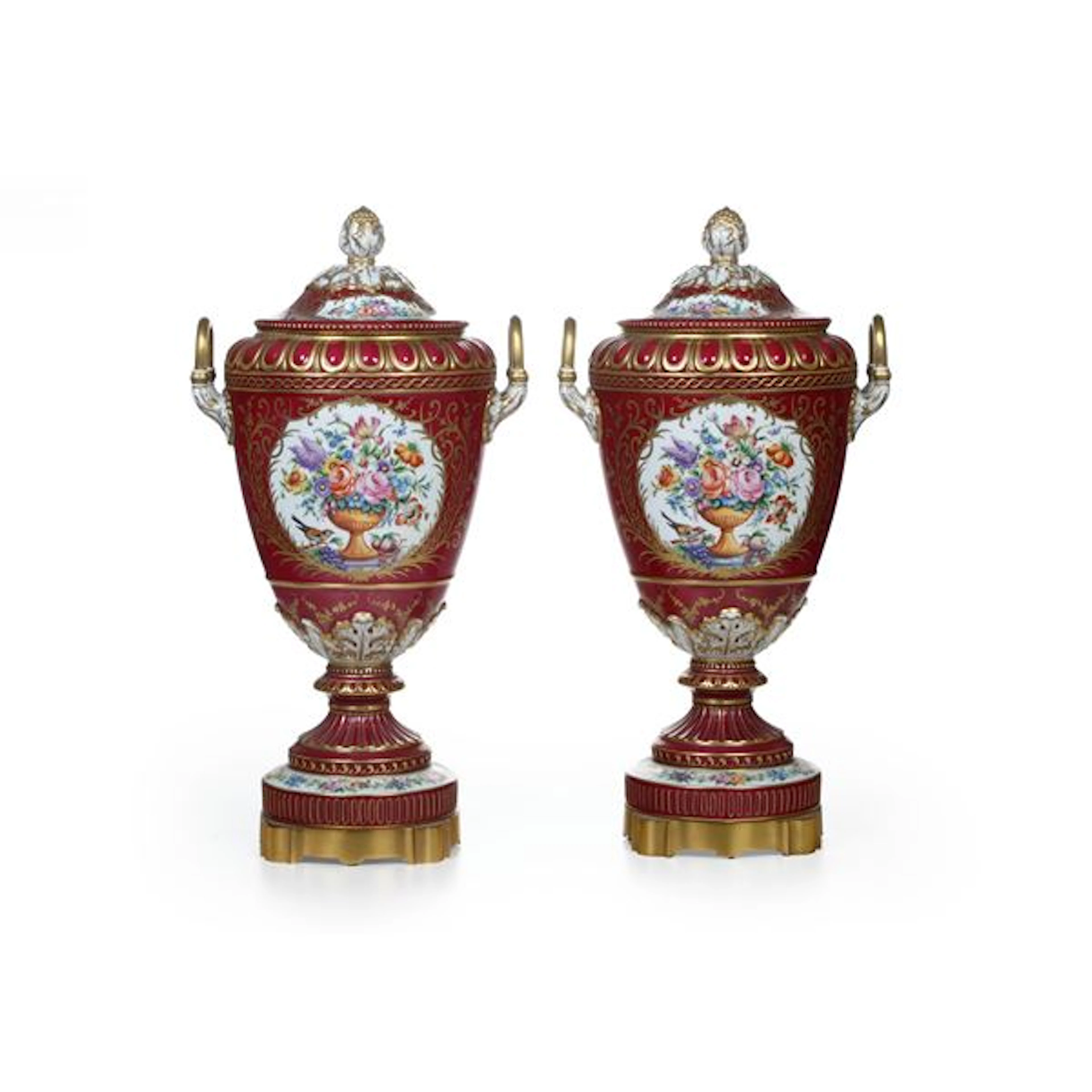 Coppia potiches in porcellana di Limoges