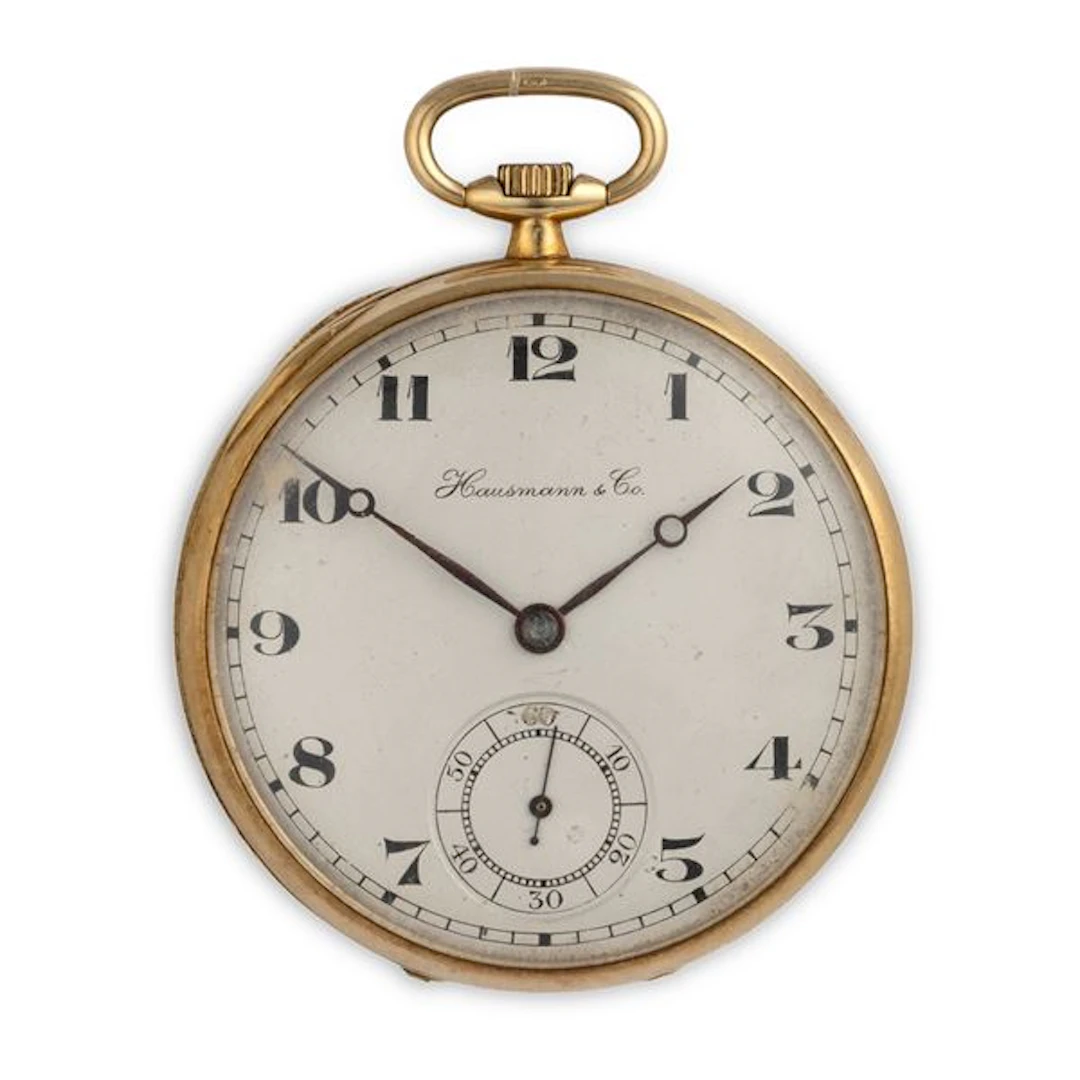 Orologio da tasca in oro giallo 18k, quadrante argentÃ¨ con lancette