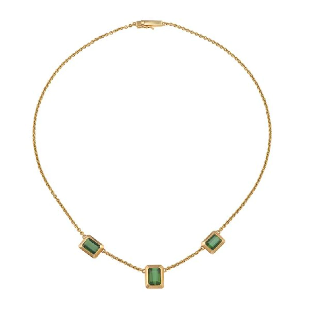 Tourmaline and gold necklace