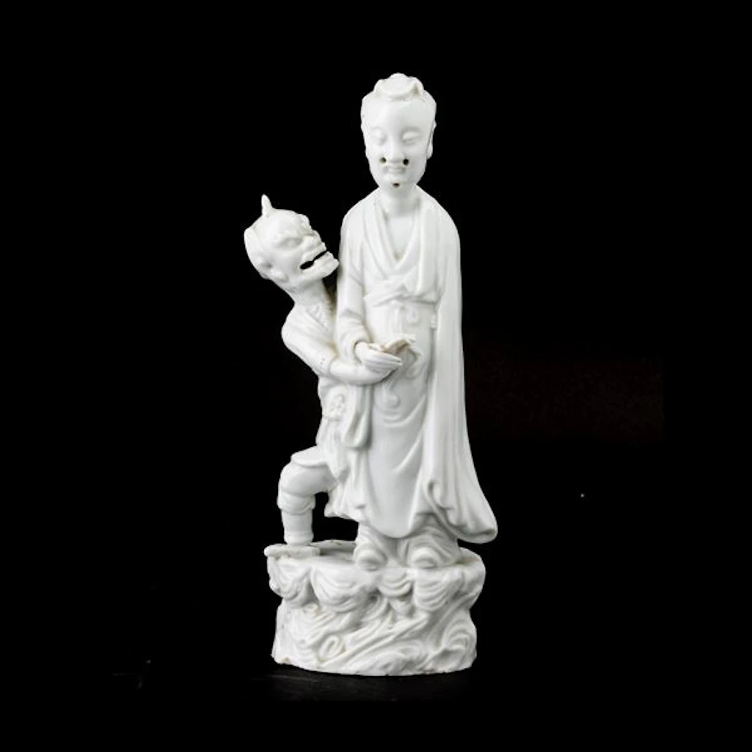 Figure of two deities in the clouds in Blanc de Chine porcelain, China