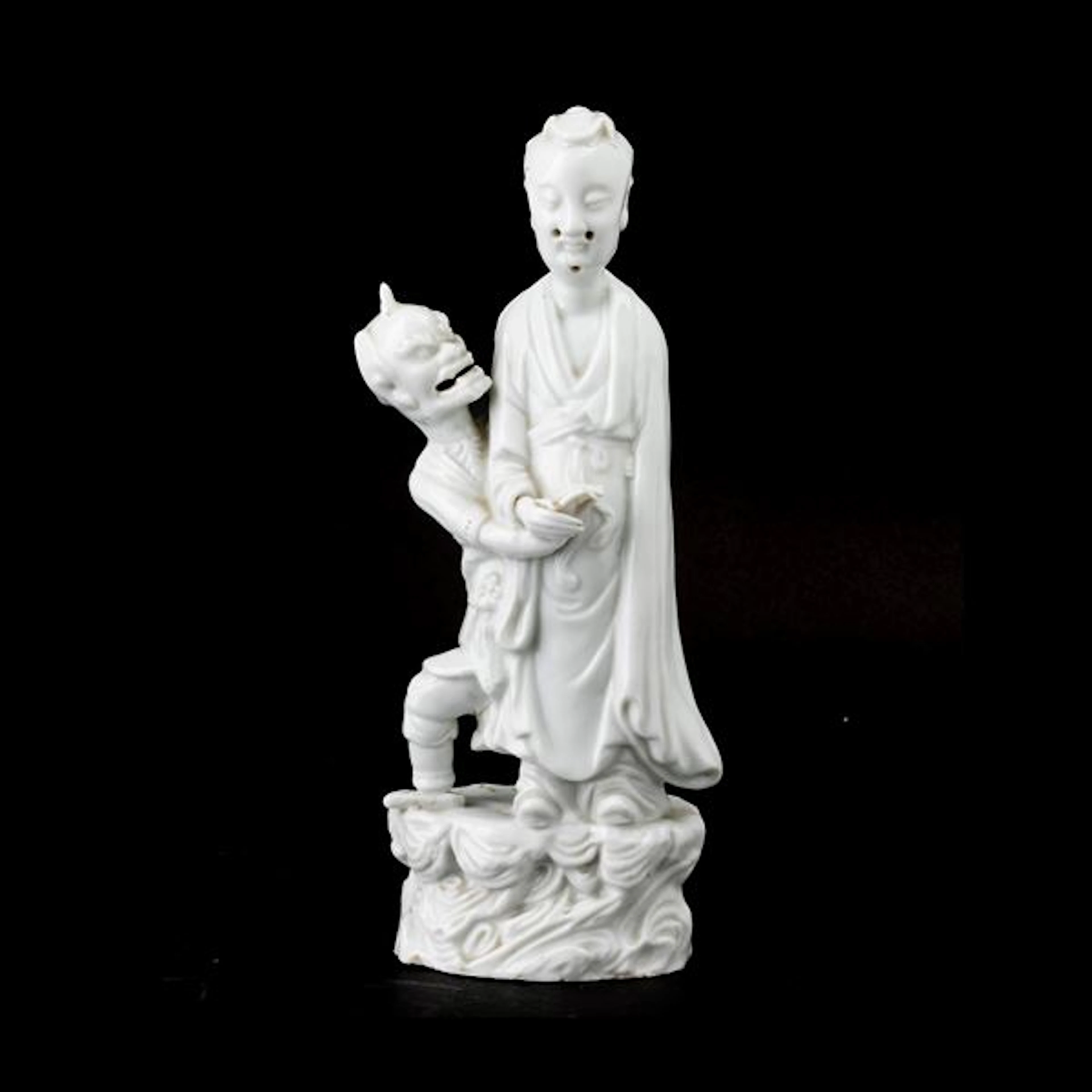 Figure of two deities in the clouds in Blanc de Chine porcelain, China