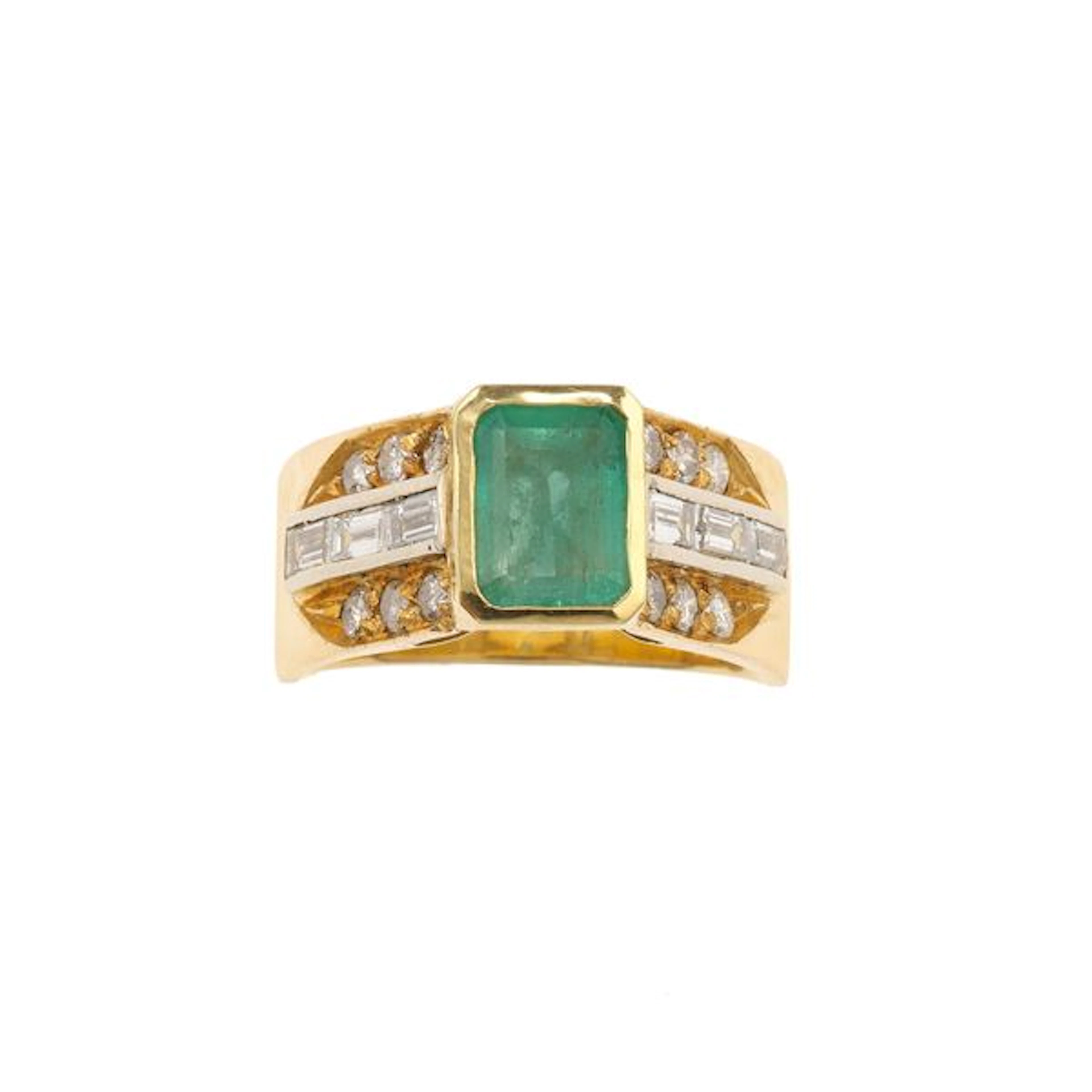 Emerald, diamond and gold ring. Signed Repossi