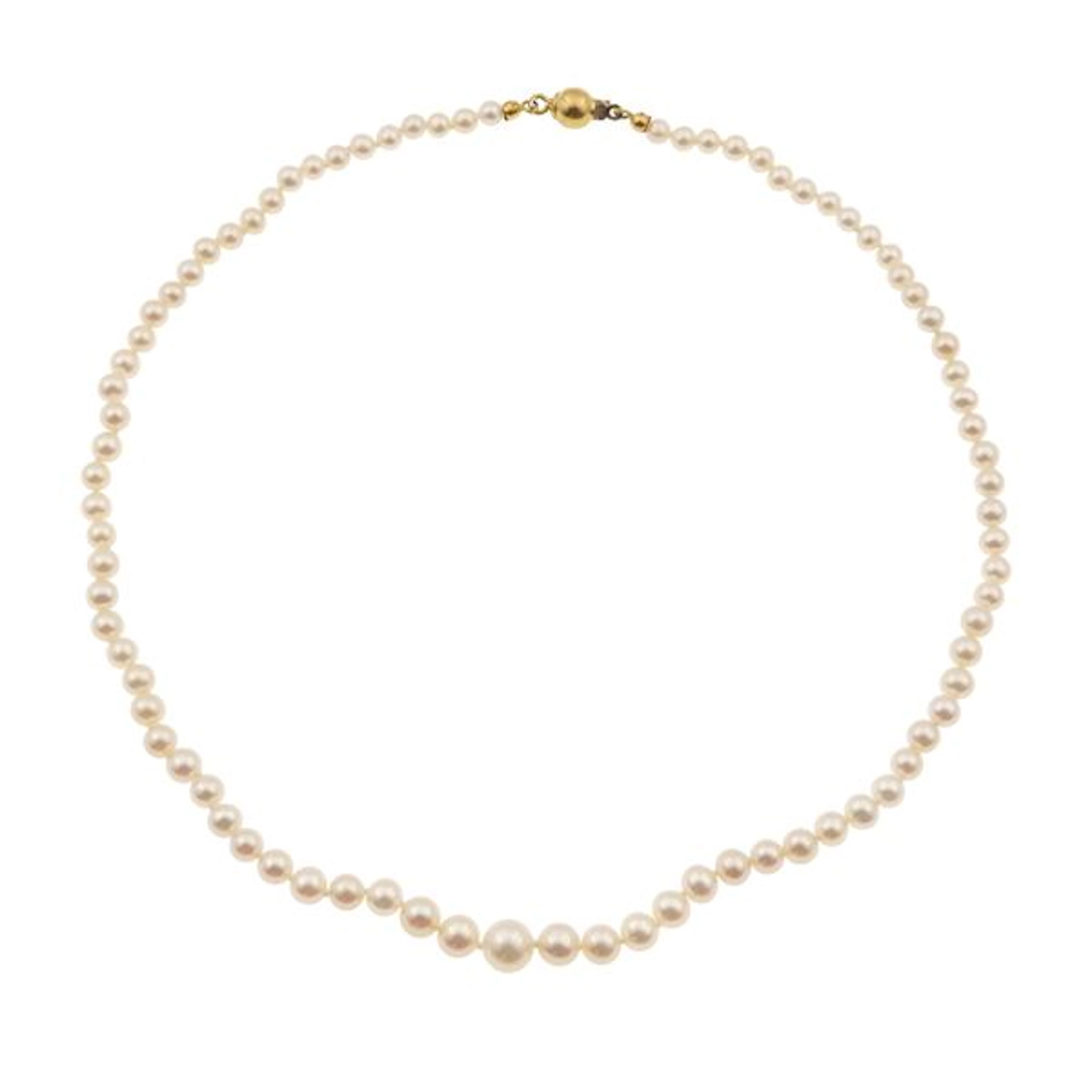 Cultured pearl and gold necklace
