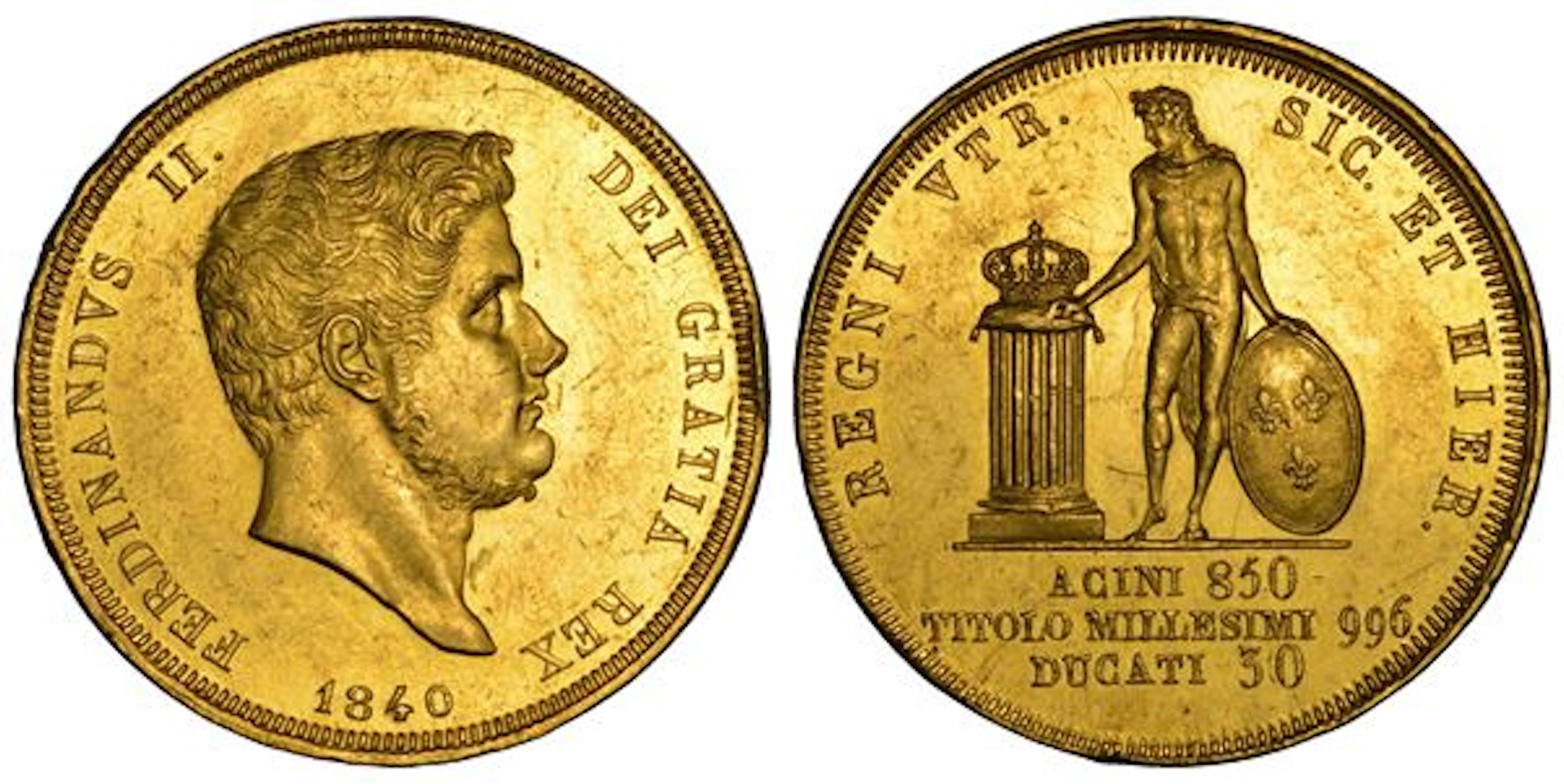 NAPOLI. FERDINANDO II DI BORBONE, 1830-1859. 30 Ducati 1840.